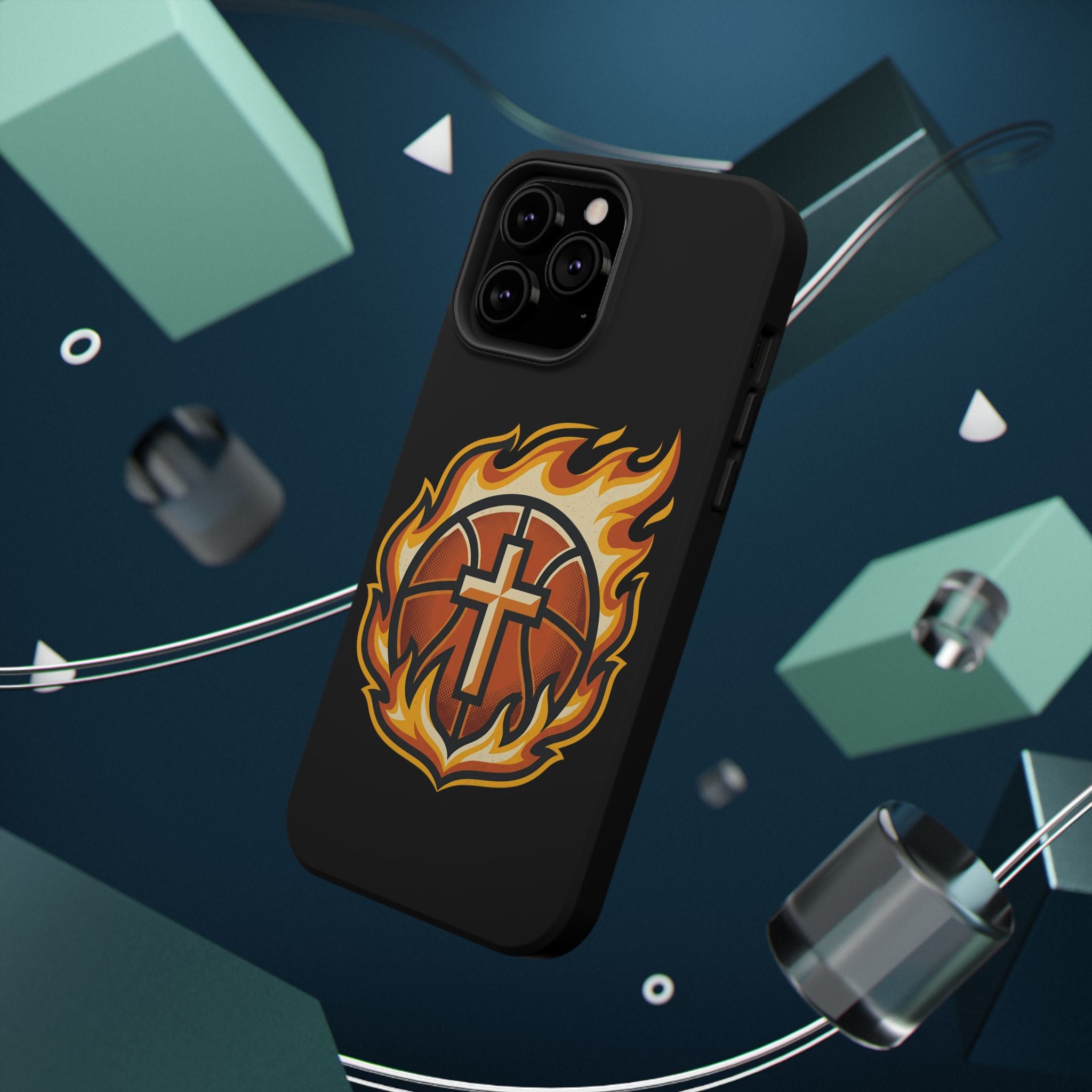Basketball with cross and fire Impact-Resistant Cases