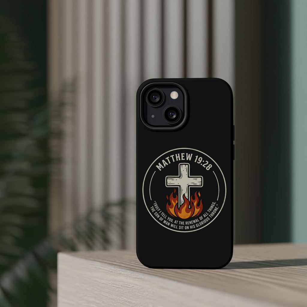 Matthew 19:28 with Cross Magnetic Impact-Resistant Cases