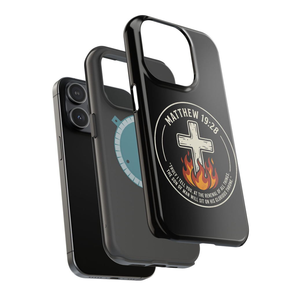 Matthew 19:28 with Cross Magnetic Impact-Resistant Cases