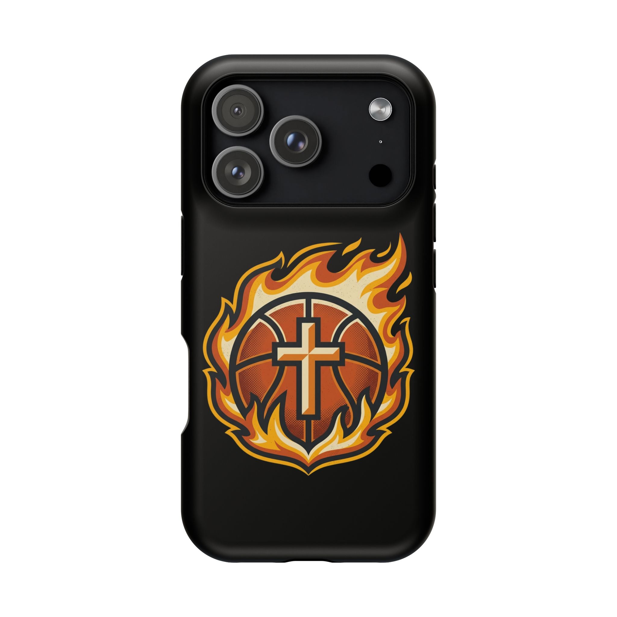Basketball with cross and fire Impact-Resistant Cases