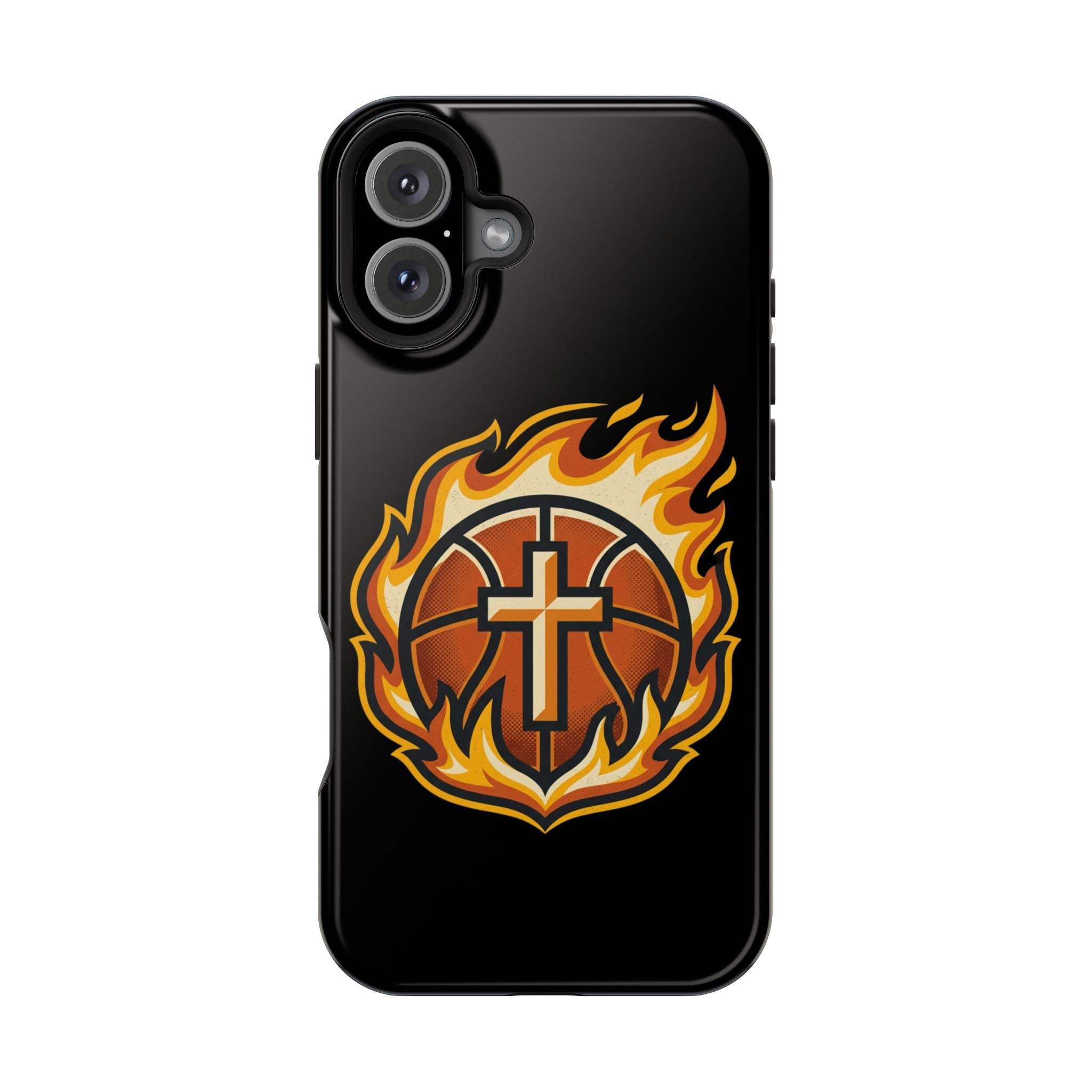 Basketball with cross and fire Impact-Resistant Cases