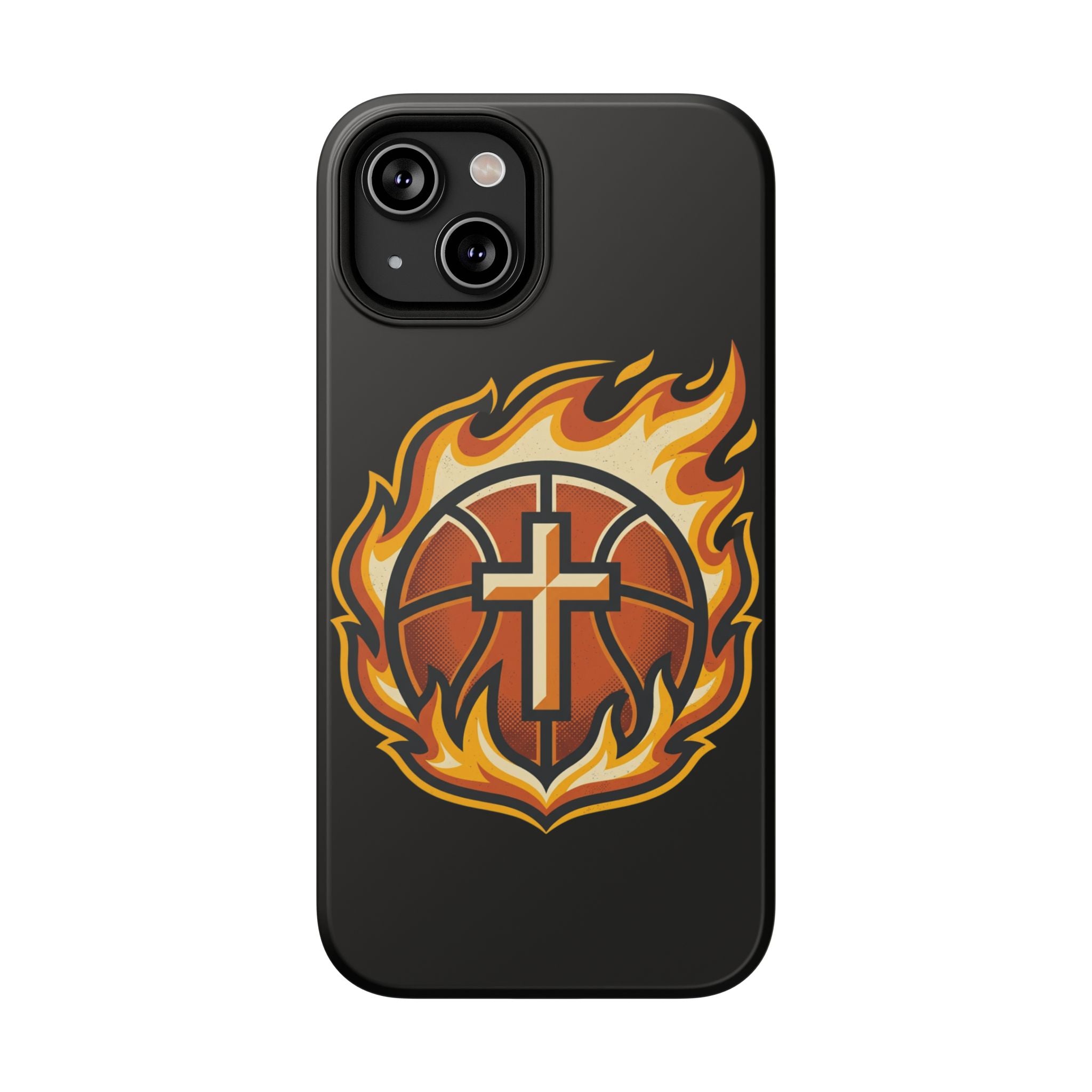 Basketball with cross and fire Impact-Resistant Cases