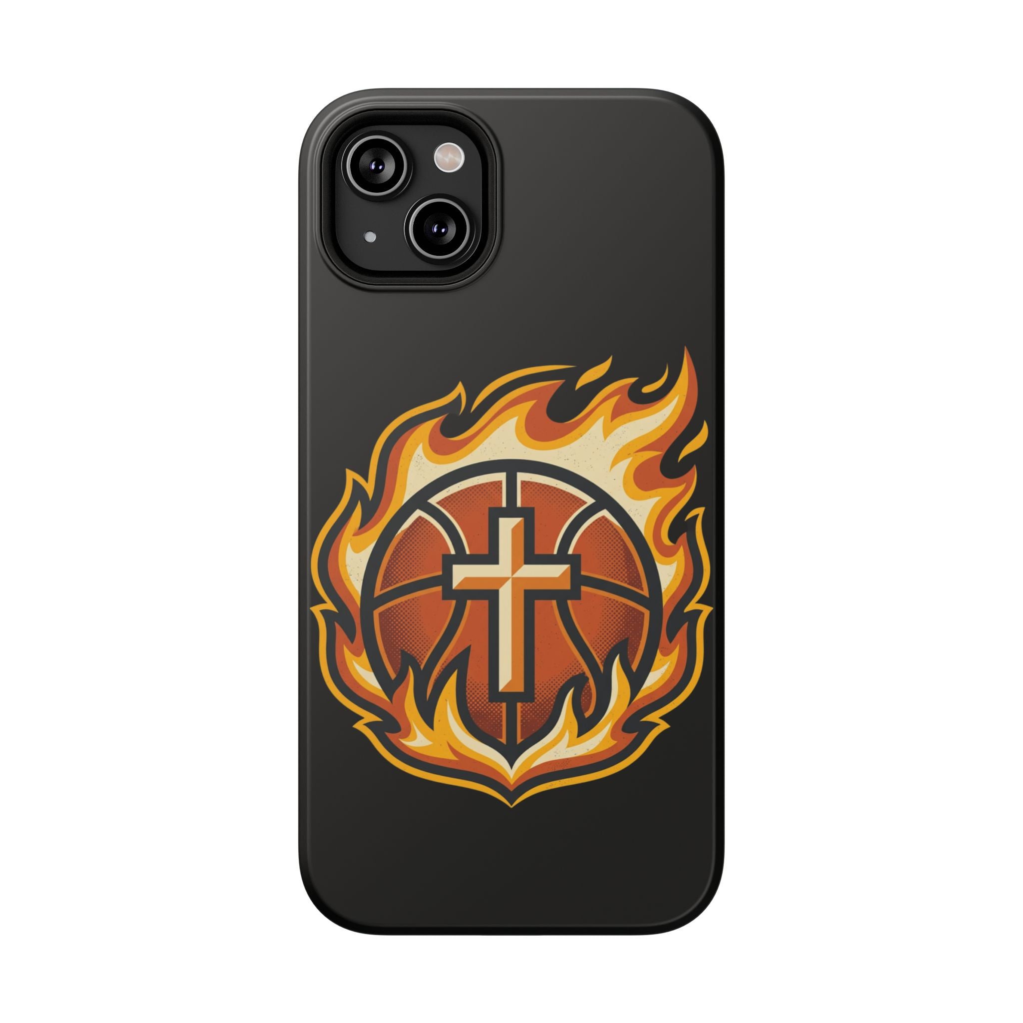 Basketball with cross and fire Impact-Resistant Cases