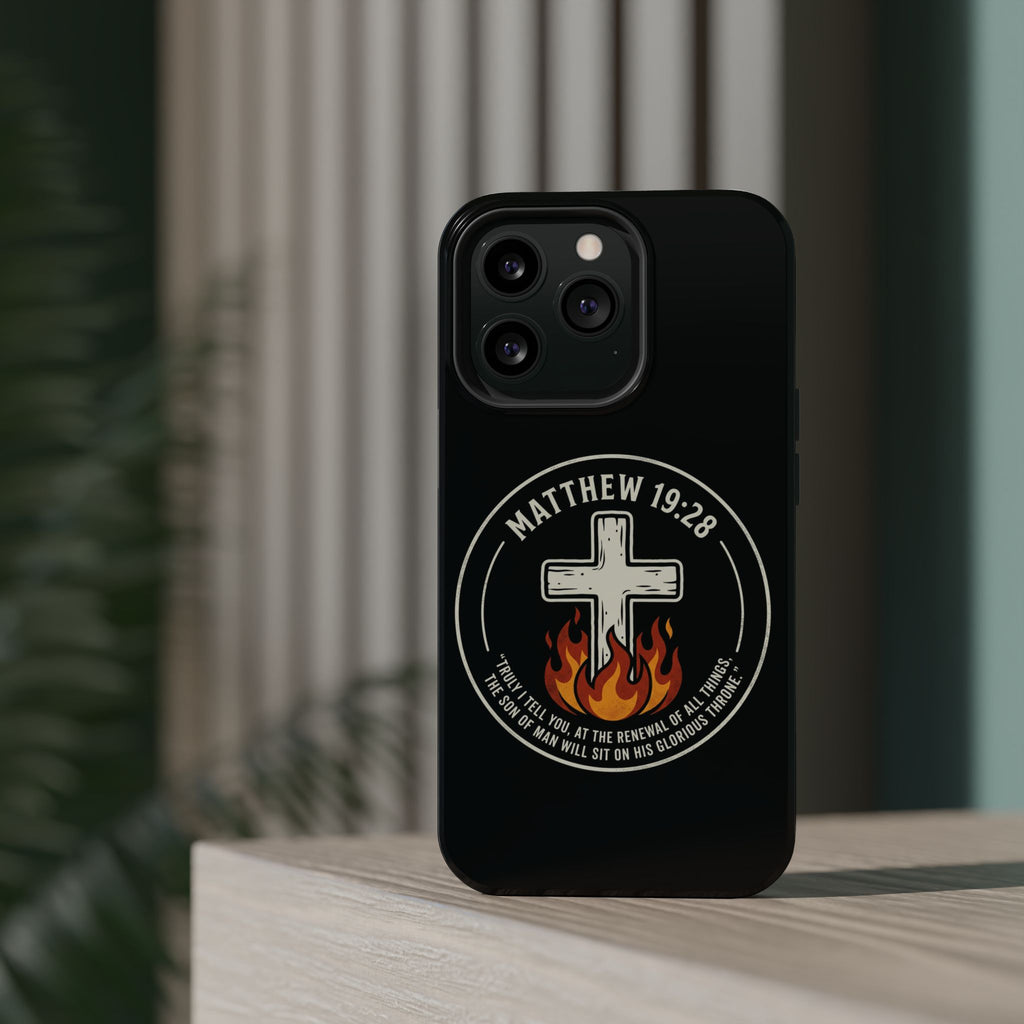 Matthew 19:28 with Cross Magnetic Impact-Resistant Cases
