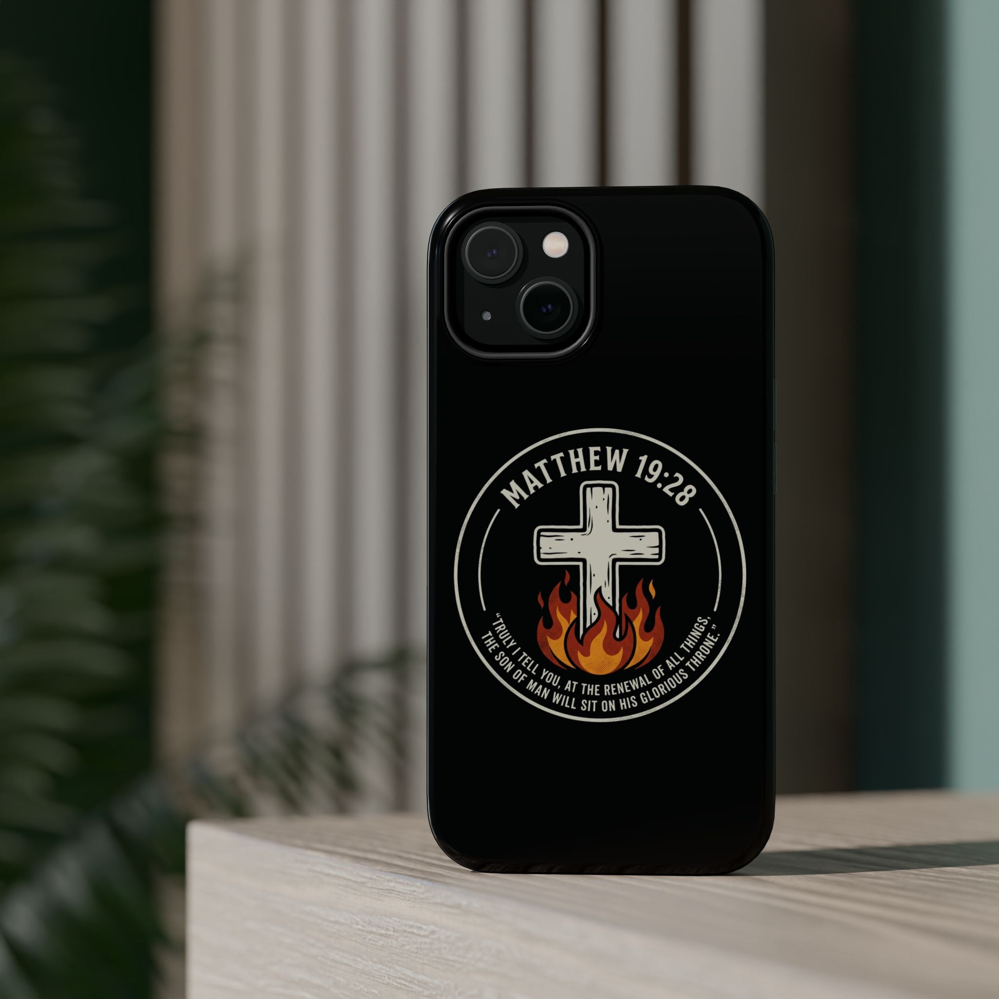 Matthew 19:28 with Cross Magnetic Impact-Resistant Cases