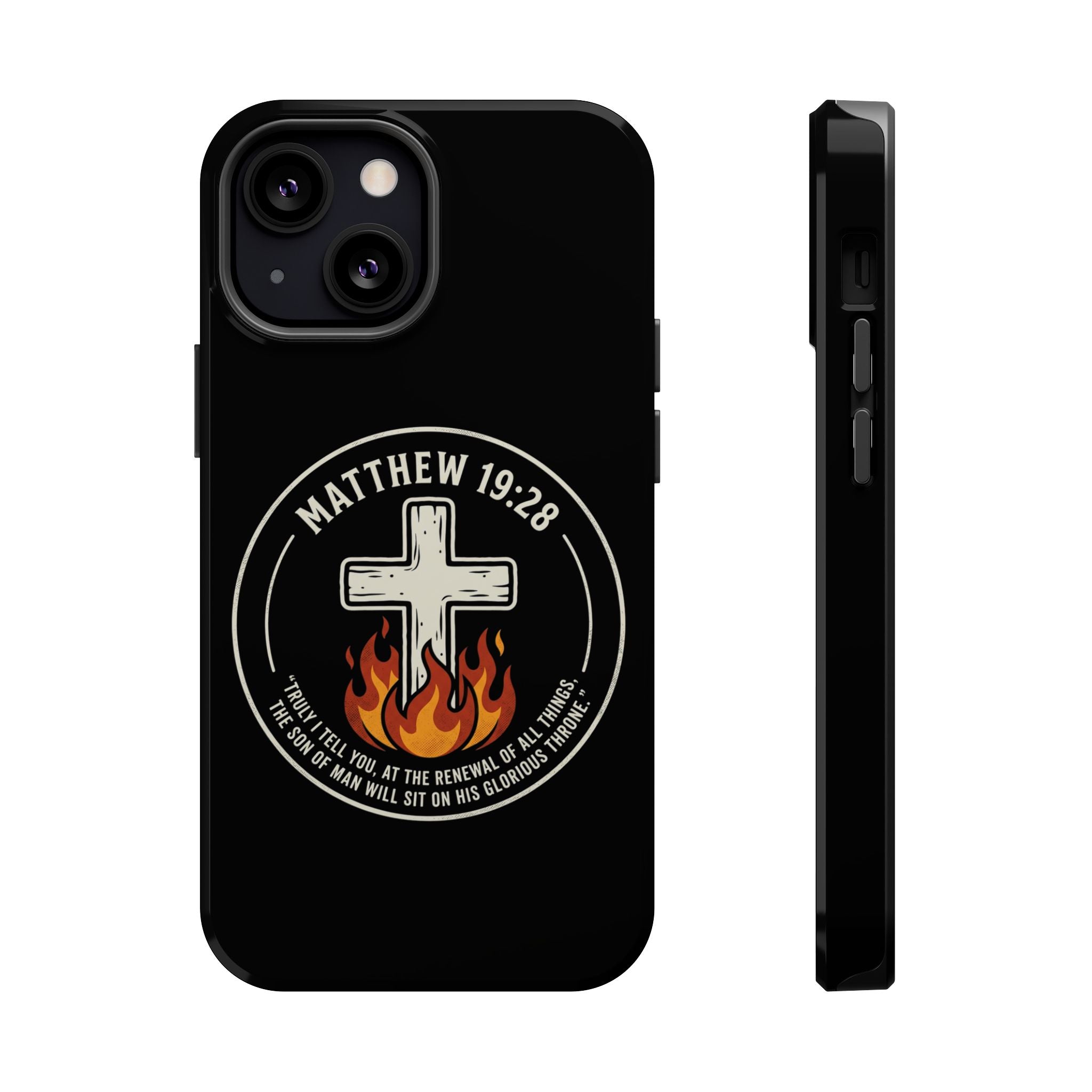 Matthew 19:28 with Cross Magnetic Impact-Resistant Cases