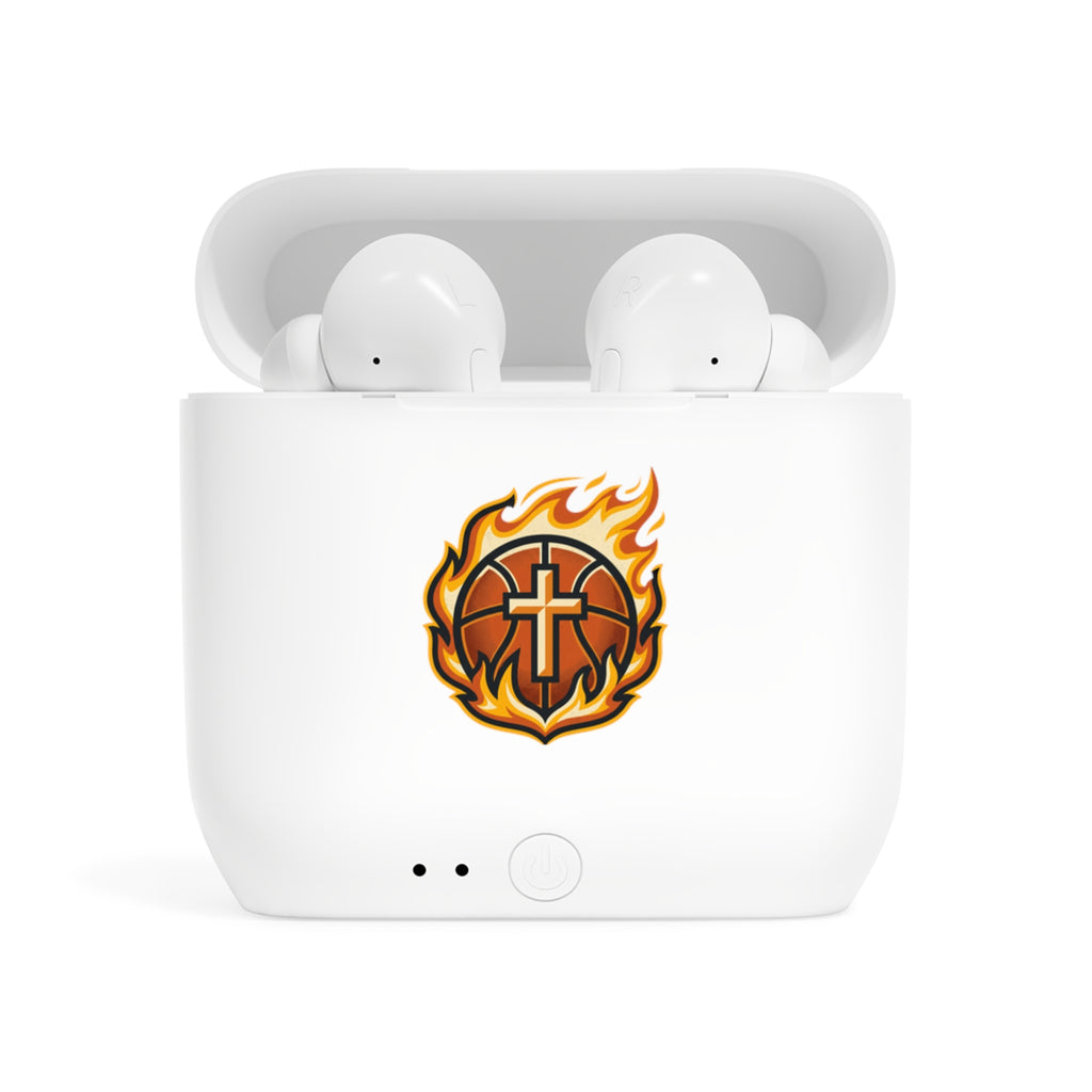 Basketball with cross and earbuds Essos Wireless Earbuds