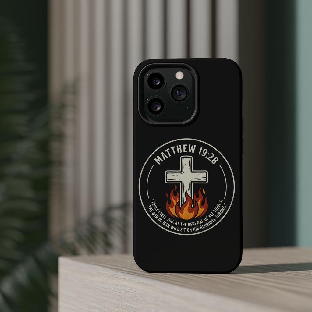 Matthew 19:28 with Cross Magnetic Impact-Resistant Cases