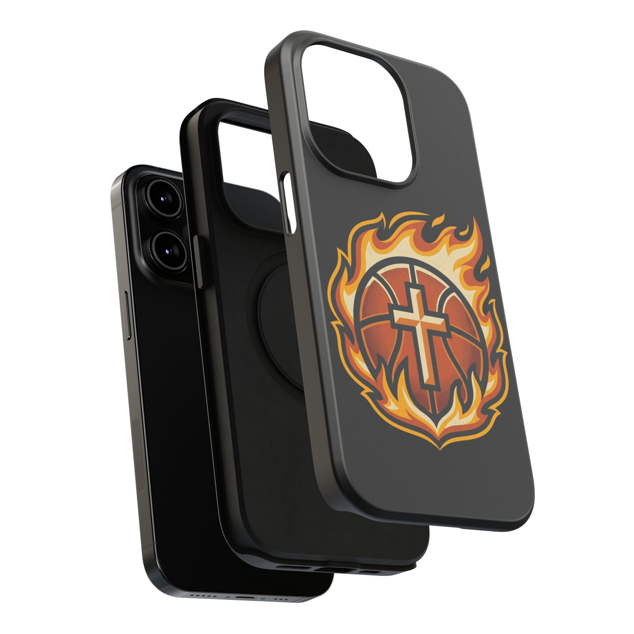 Basketball with cross and fire Impact-Resistant Cases