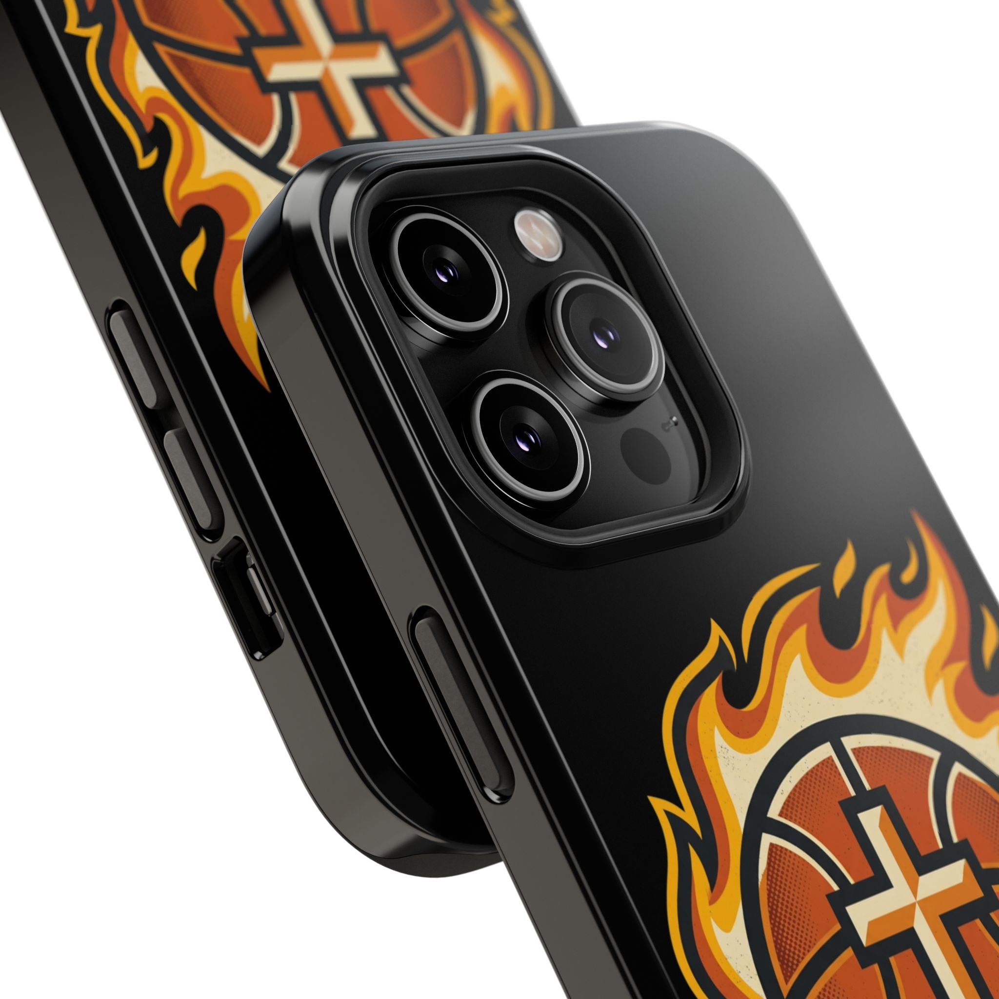 Basketball with cross and fire Impact-Resistant Cases