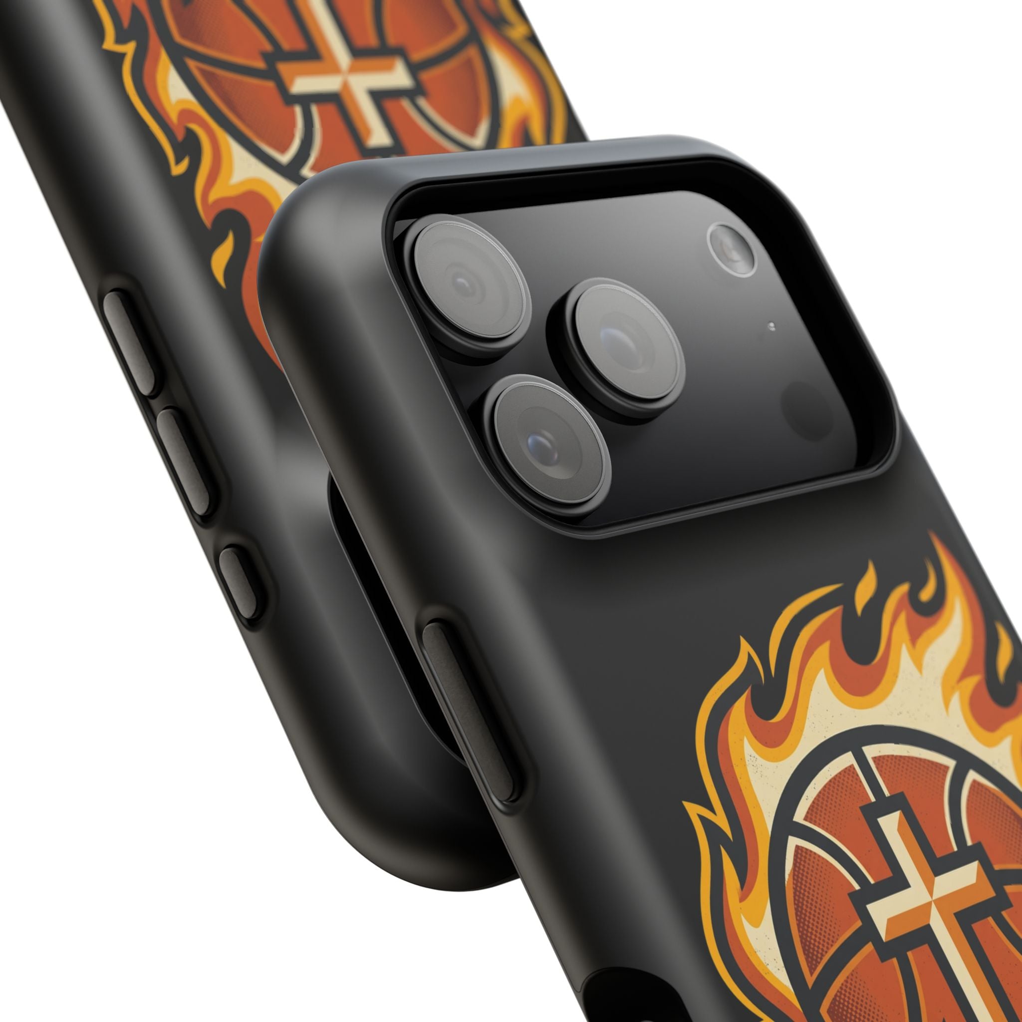 Basketball with cross and fire Impact-Resistant Cases