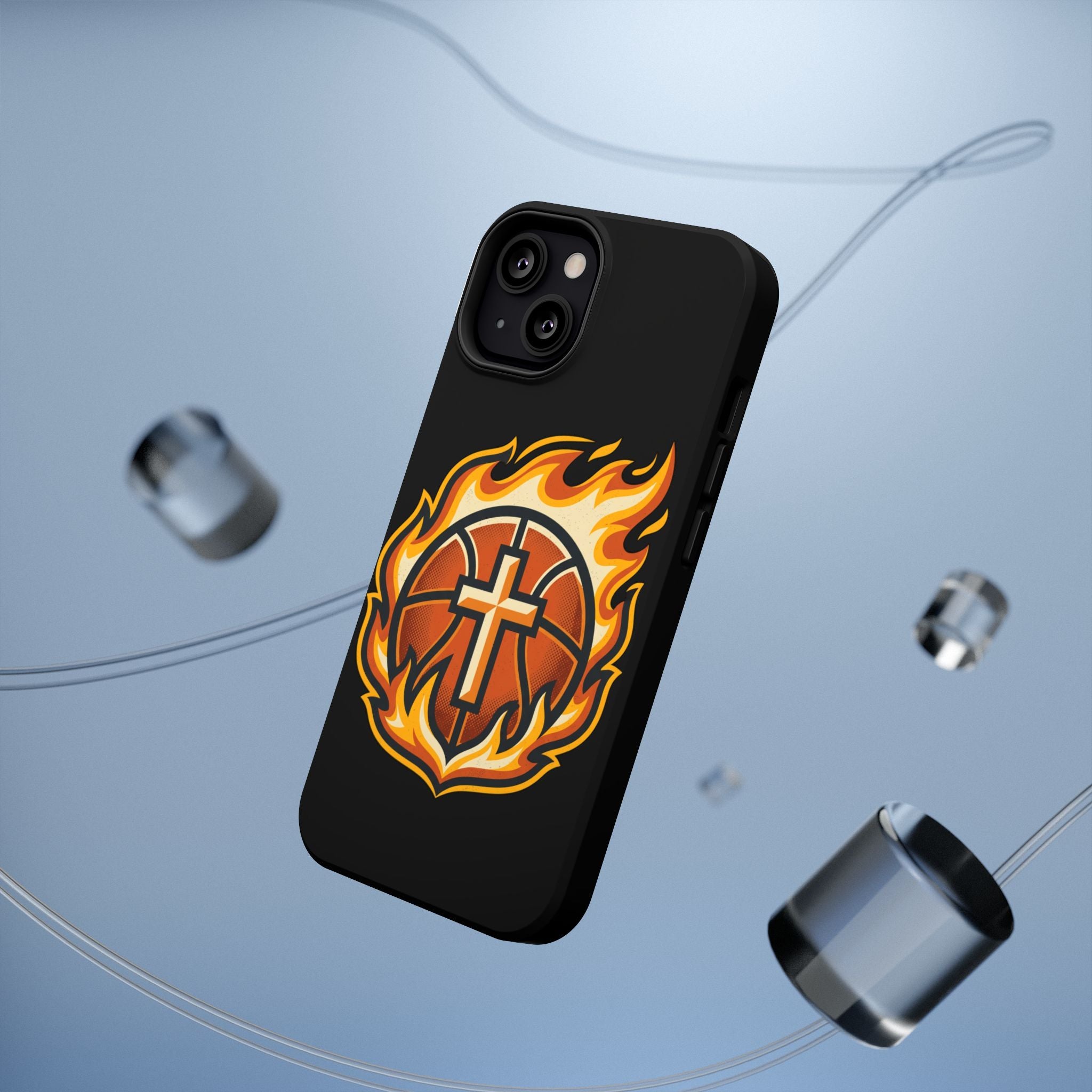 Basketball with cross and fire Impact-Resistant Cases