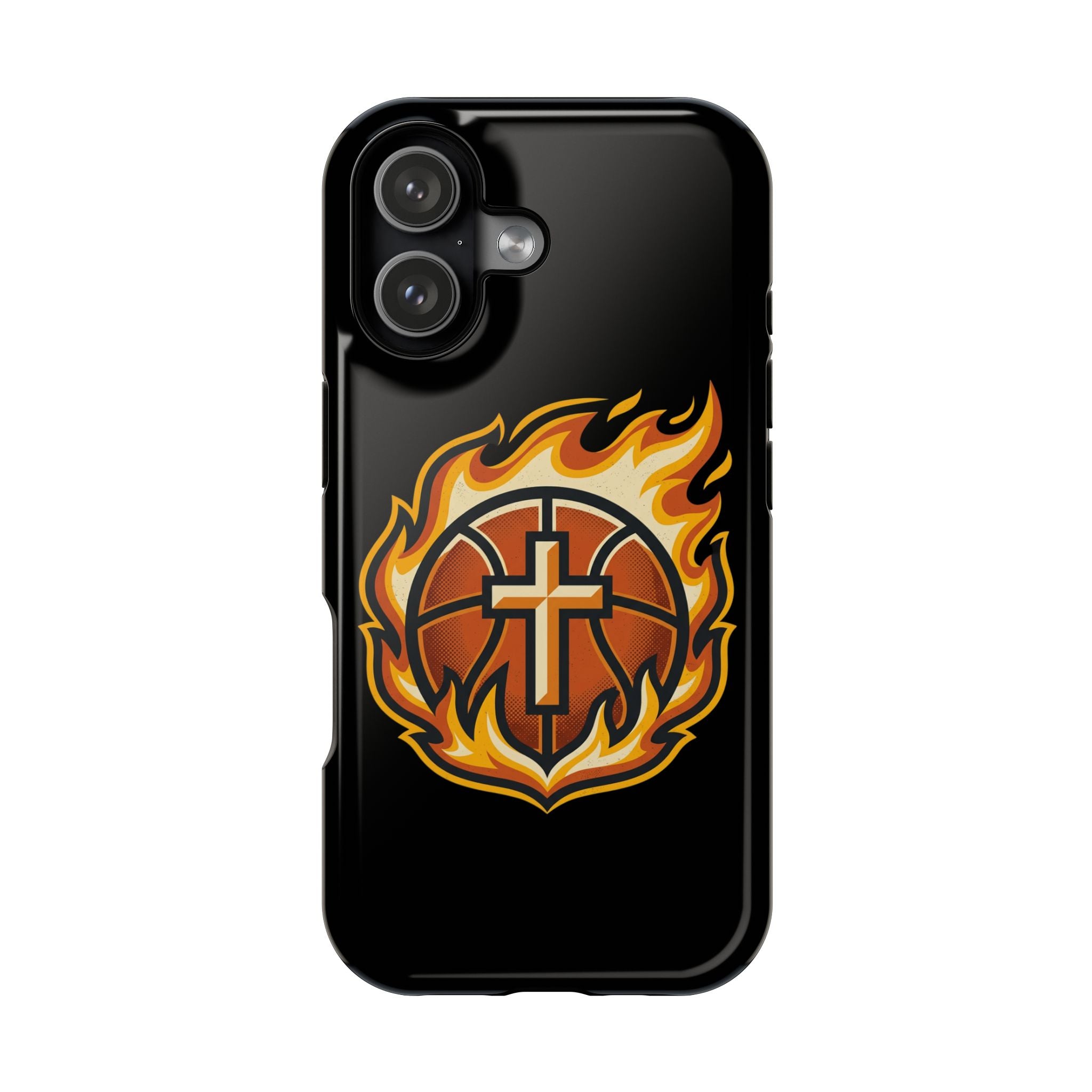 Basketball with cross and fire Impact-Resistant Cases