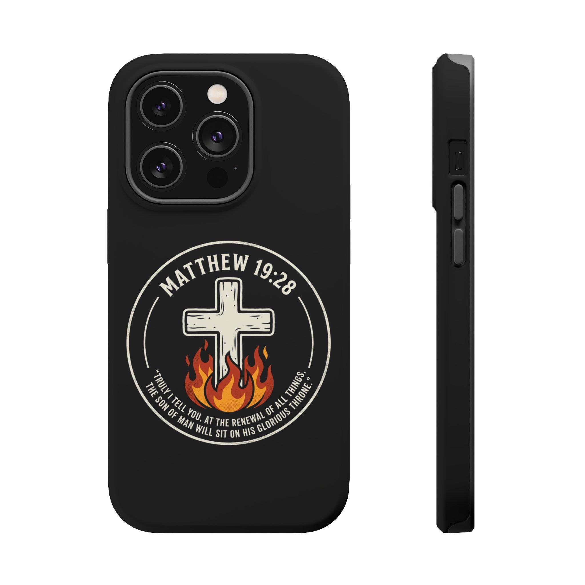 Matthew 19:28 with Cross Magnetic Impact-Resistant Cases