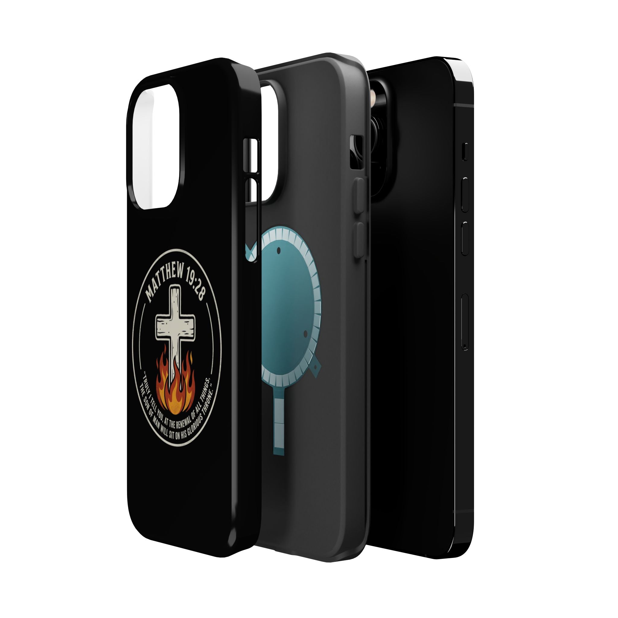 Matthew 19:28 with Cross Magnetic Impact-Resistant Cases