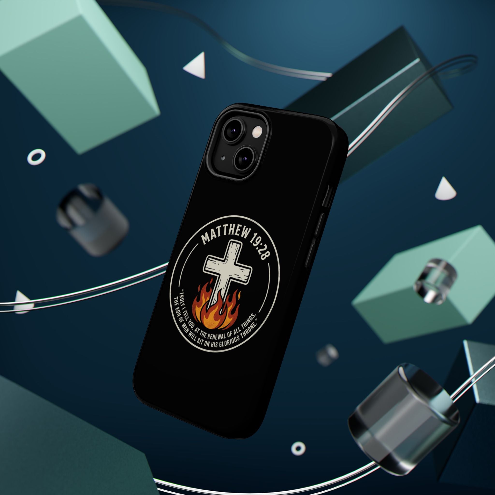 Matthew 19:28 with Cross Magnetic Impact-Resistant Cases