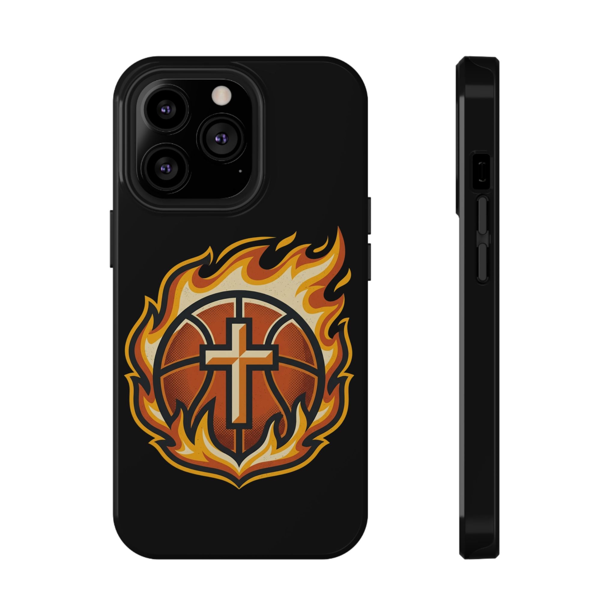 Basketball with cross and fire Impact-Resistant Cases