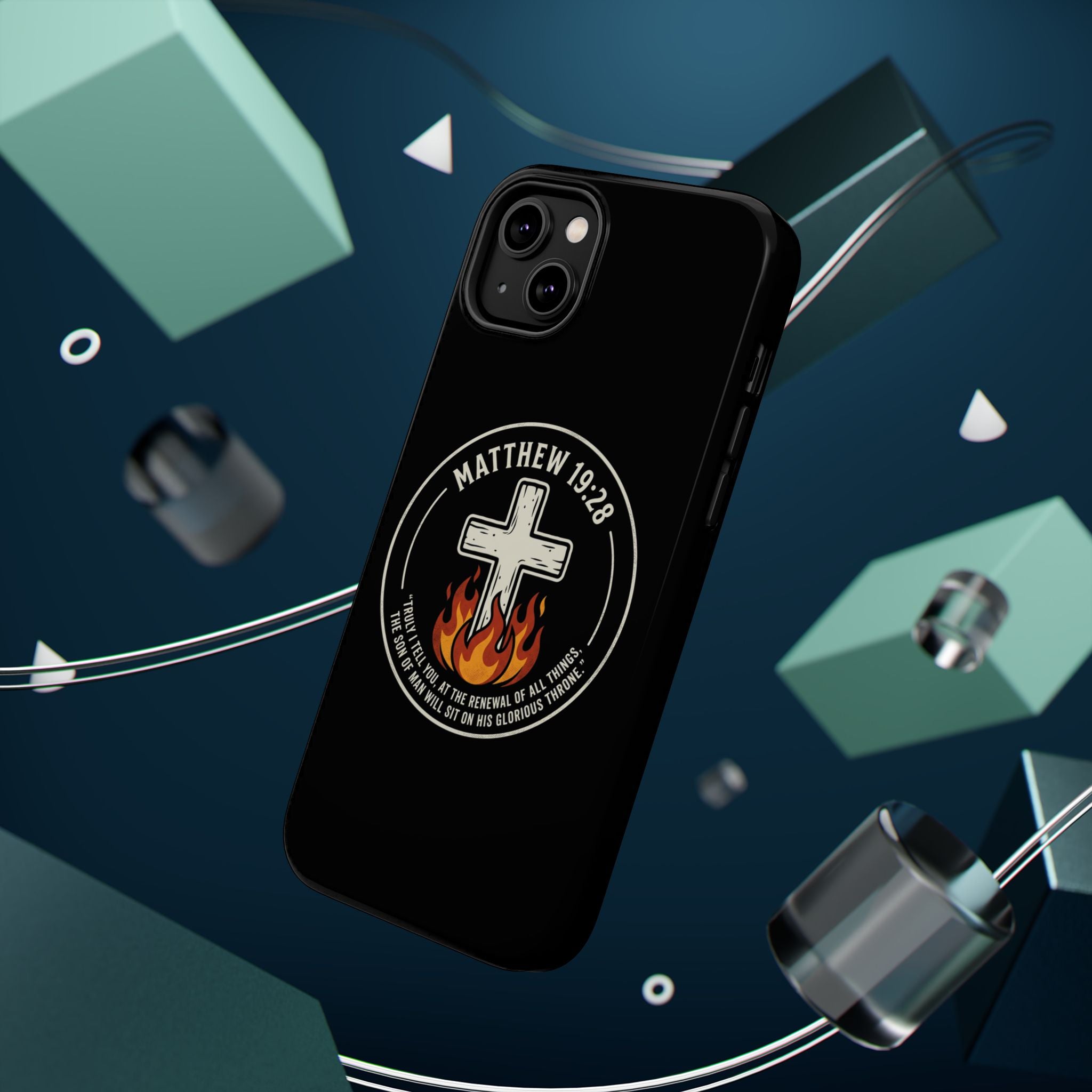 Matthew 19:28 with Cross Magnetic Impact-Resistant Cases