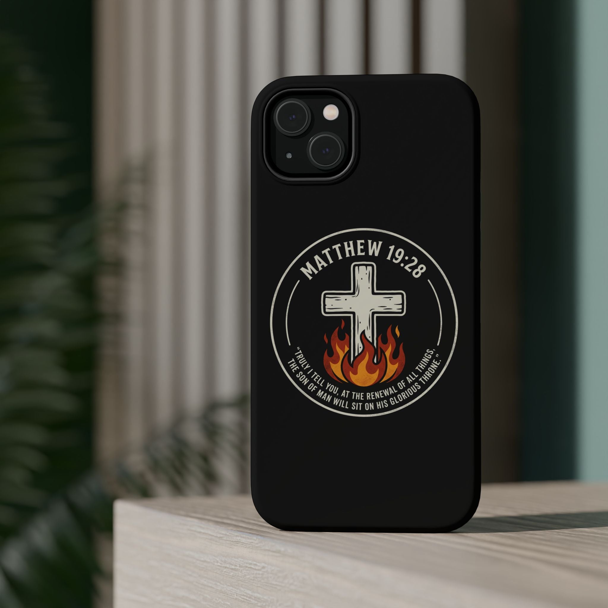 Matthew 19:28 with Cross Magnetic Impact-Resistant Cases