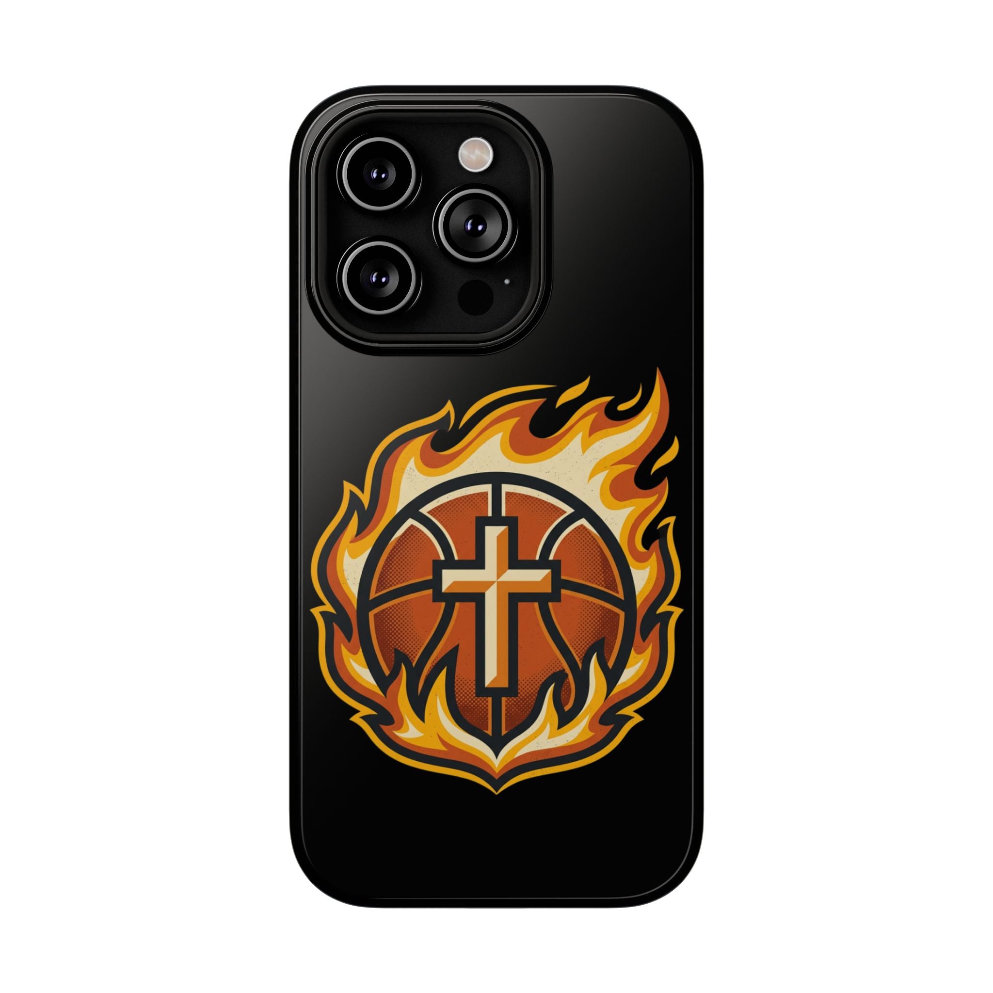 Basketball with cross and fire Impact-Resistant Cases