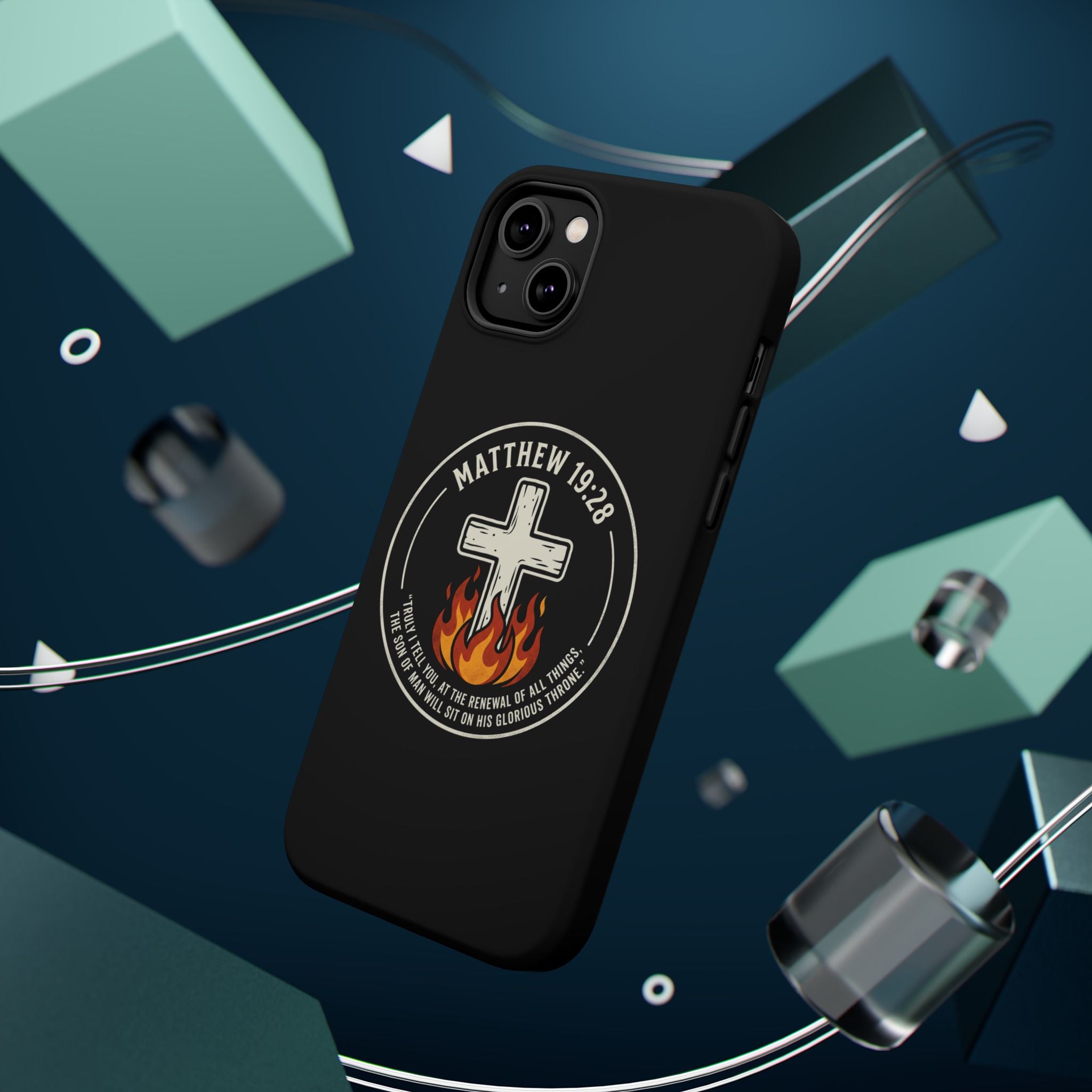 Matthew 19:28 with Cross Magnetic Impact-Resistant Cases