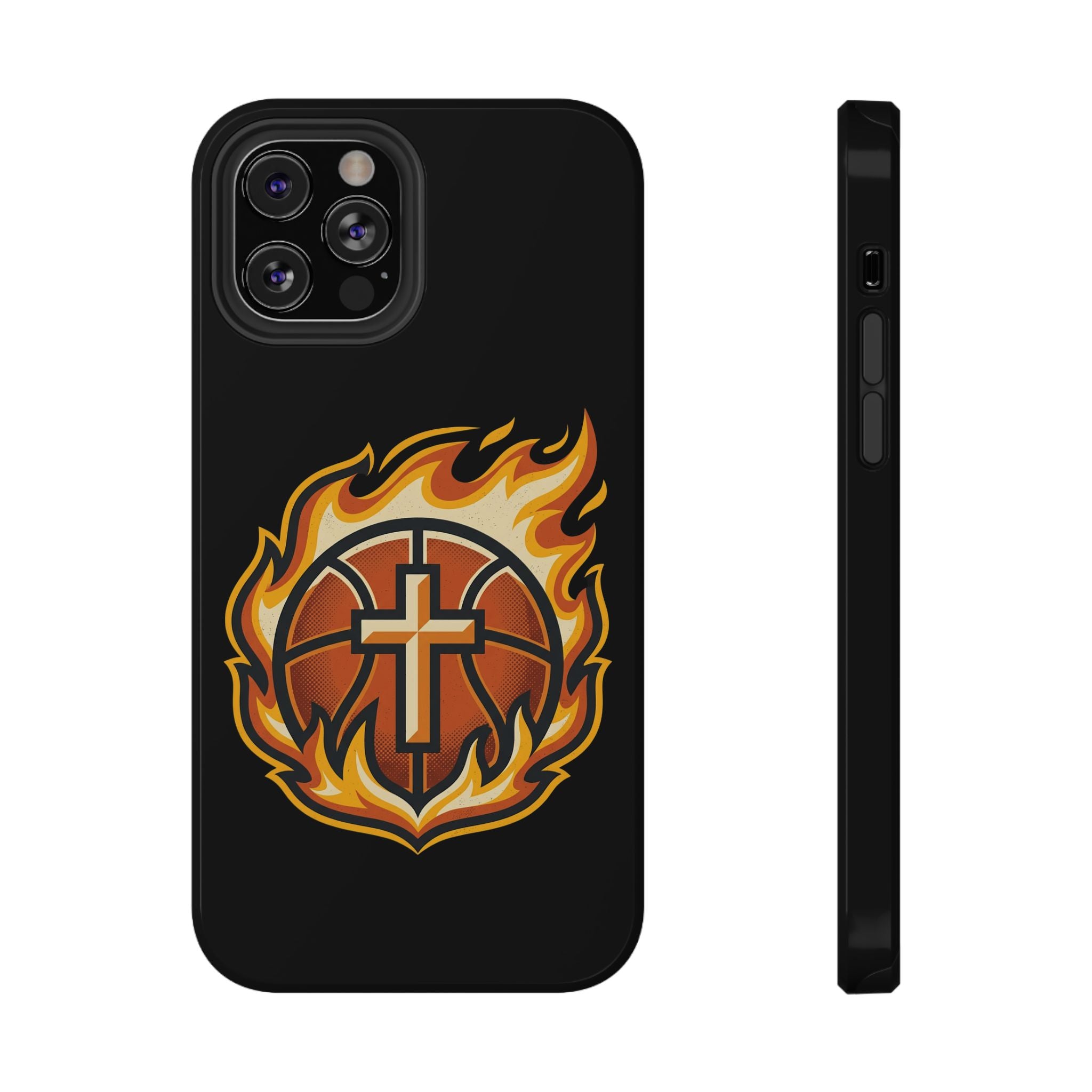 Basketball with cross and fire Impact-Resistant Cases