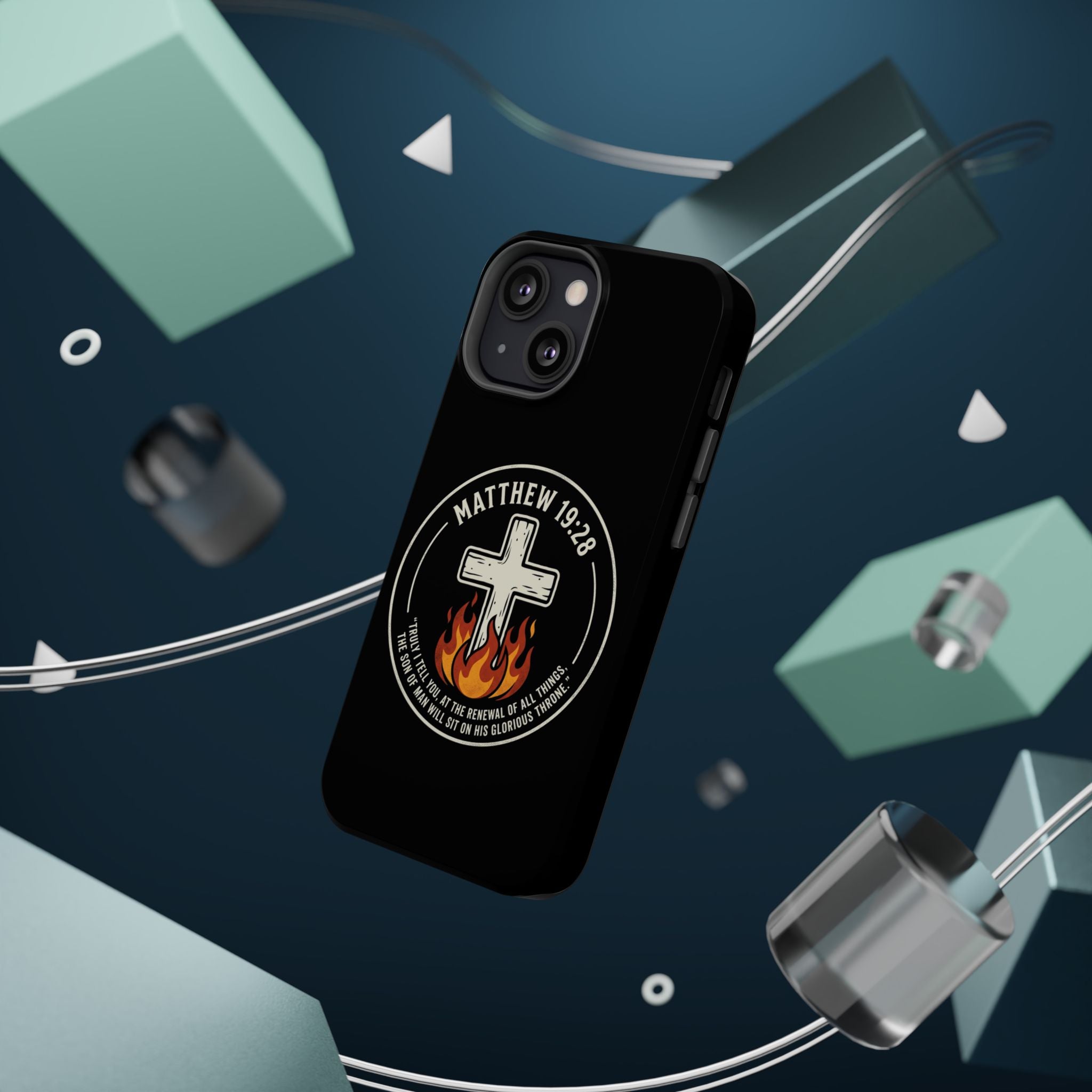 Matthew 19:28 with Cross Magnetic Impact-Resistant Cases