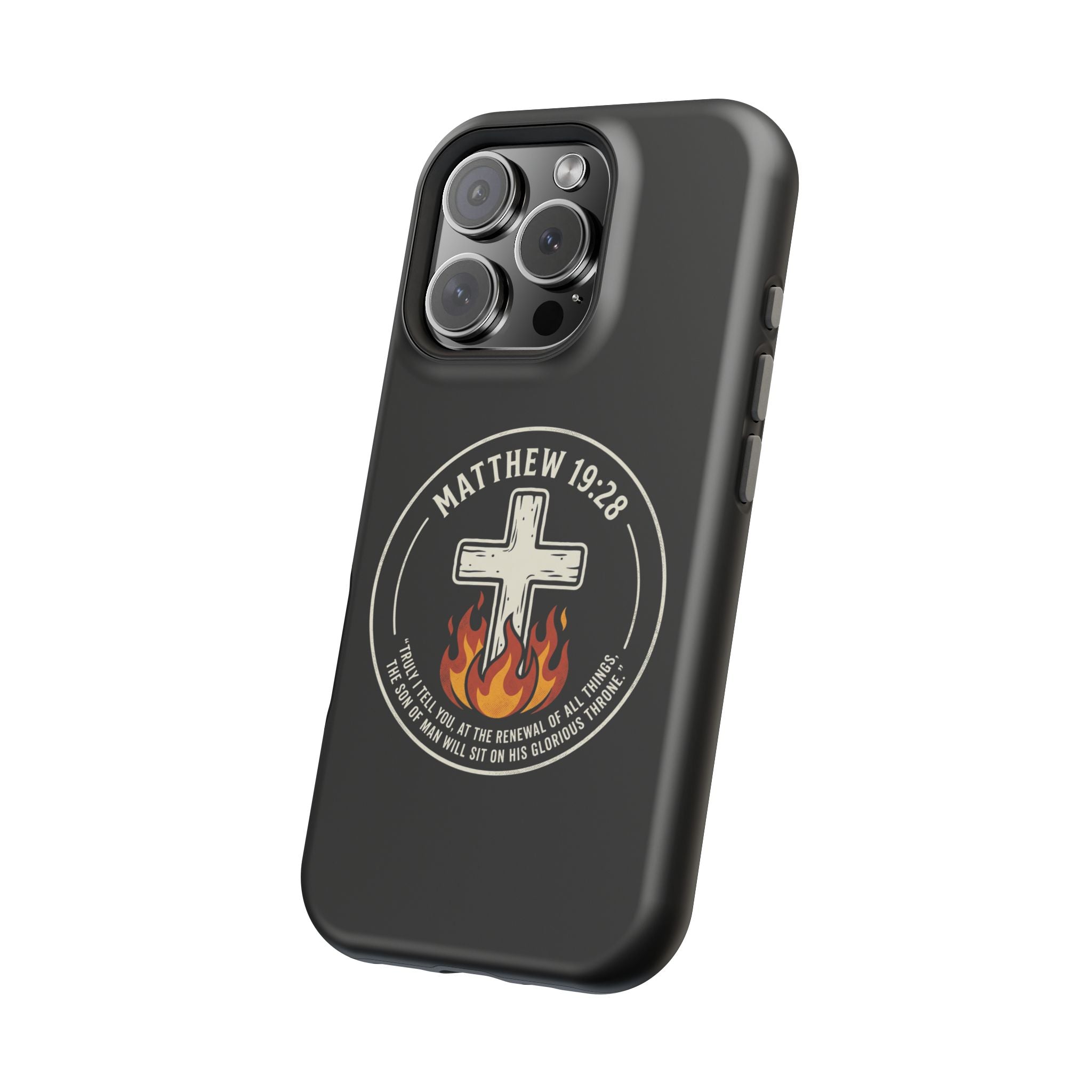 Matthew 19:28 with Cross Magnetic Impact-Resistant Cases
