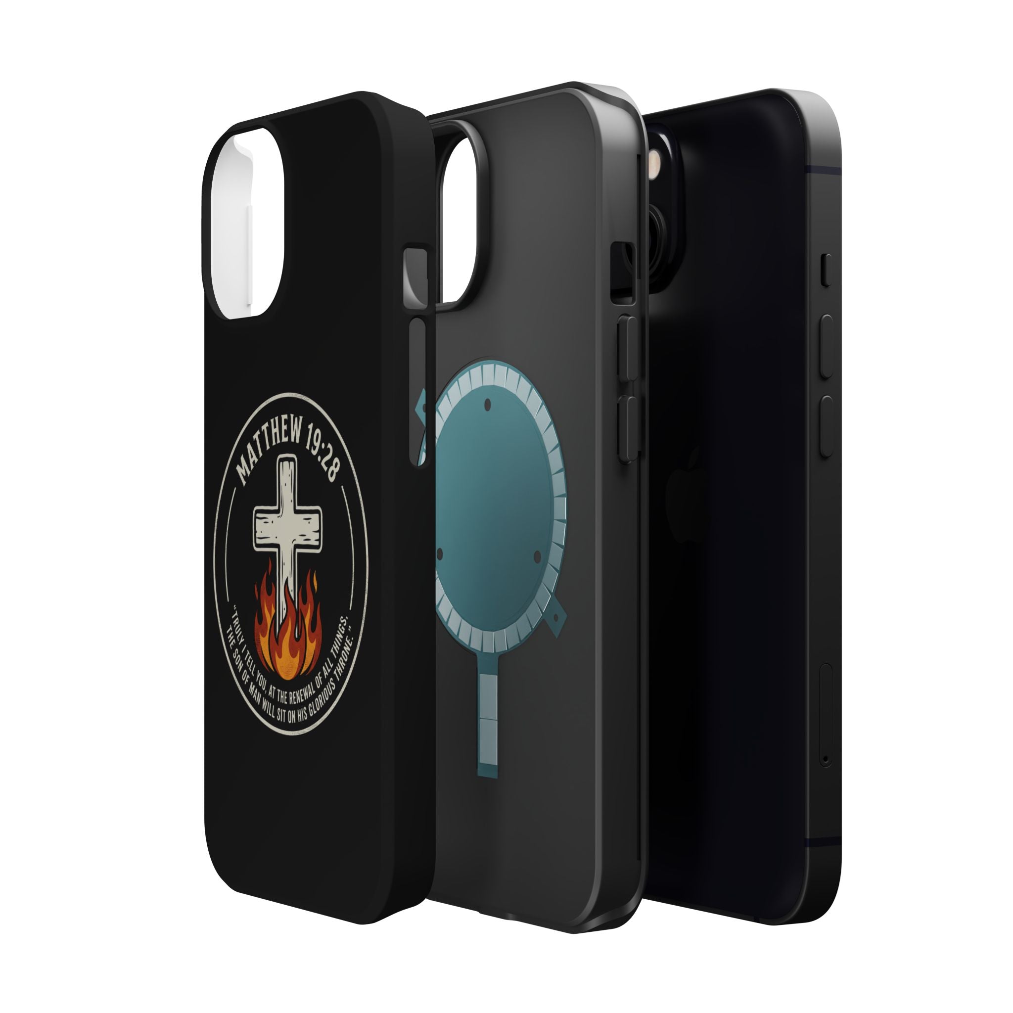 Matthew 19:28 with Cross Magnetic Impact-Resistant Cases