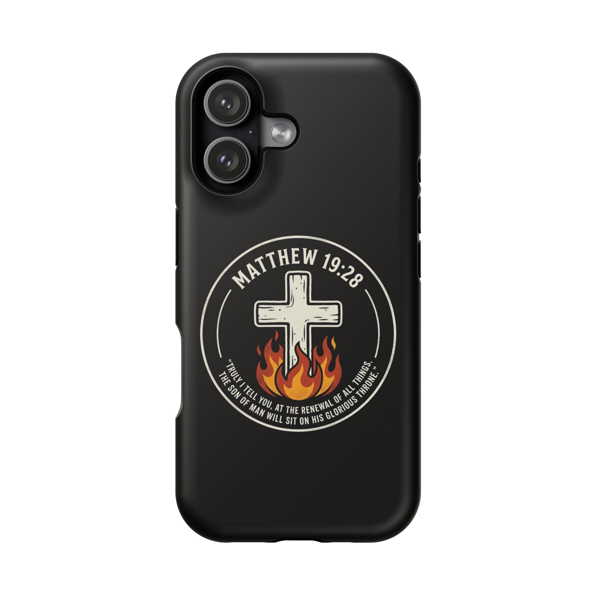 Matthew 19:28 with Cross Magnetic Impact-Resistant Cases