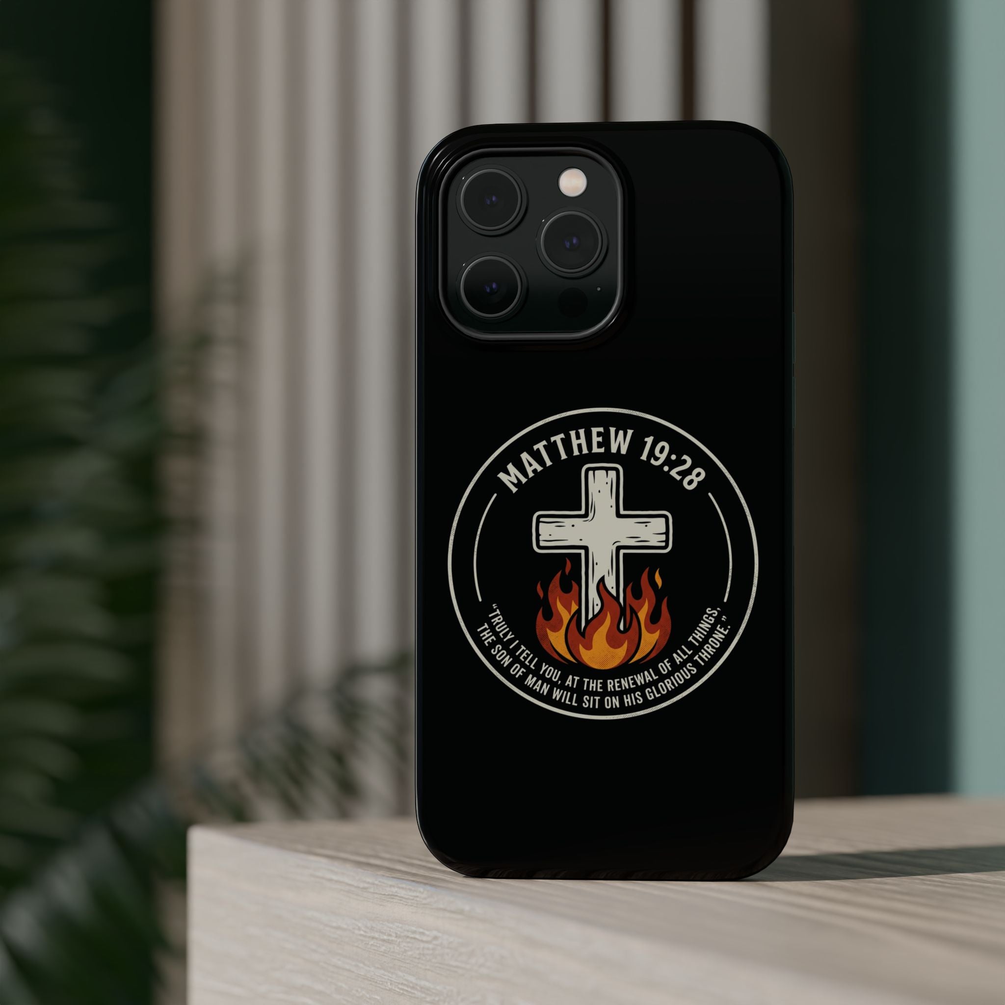 Matthew 19:28 with Cross Magnetic Impact-Resistant Cases