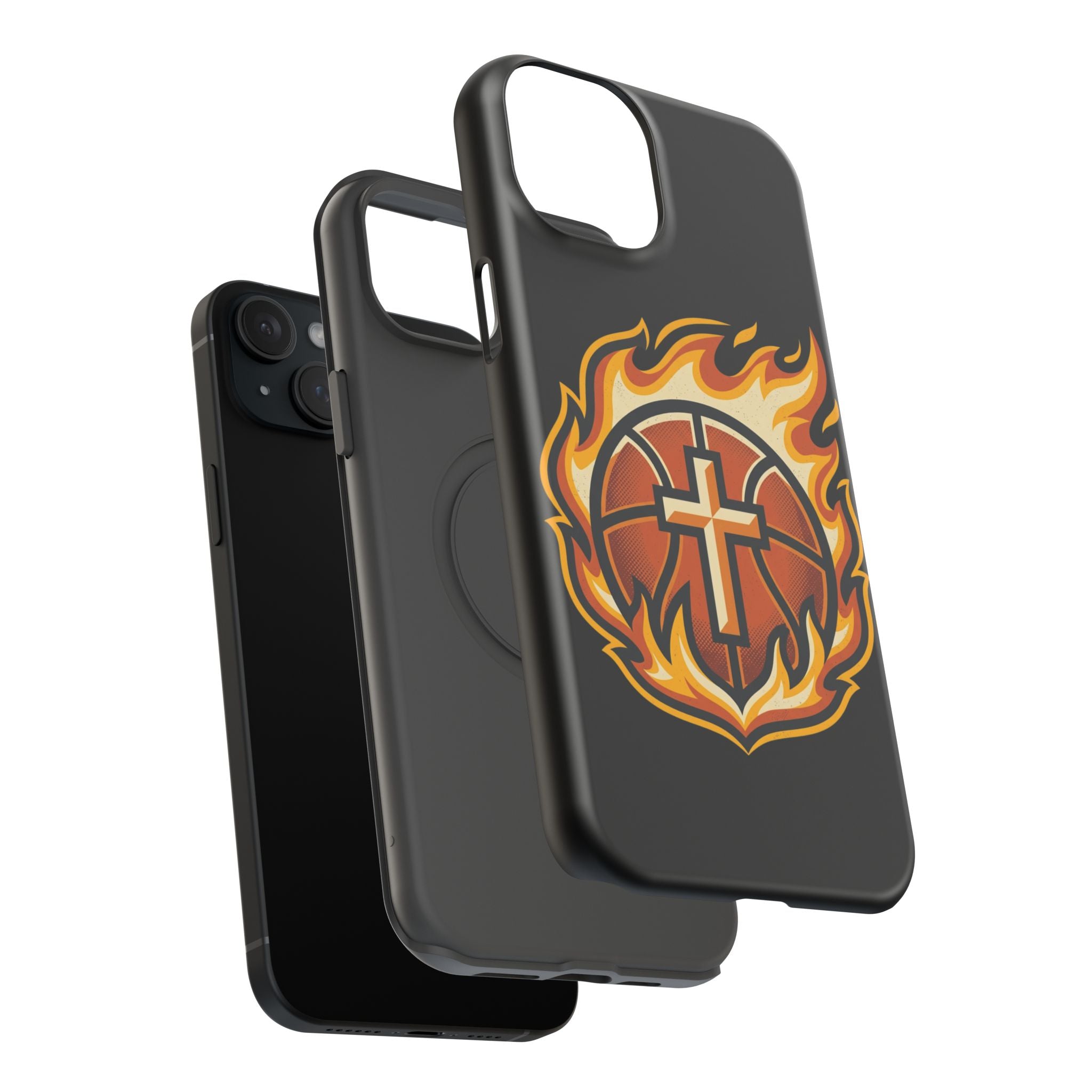 Basketball with cross and fire Impact-Resistant Cases