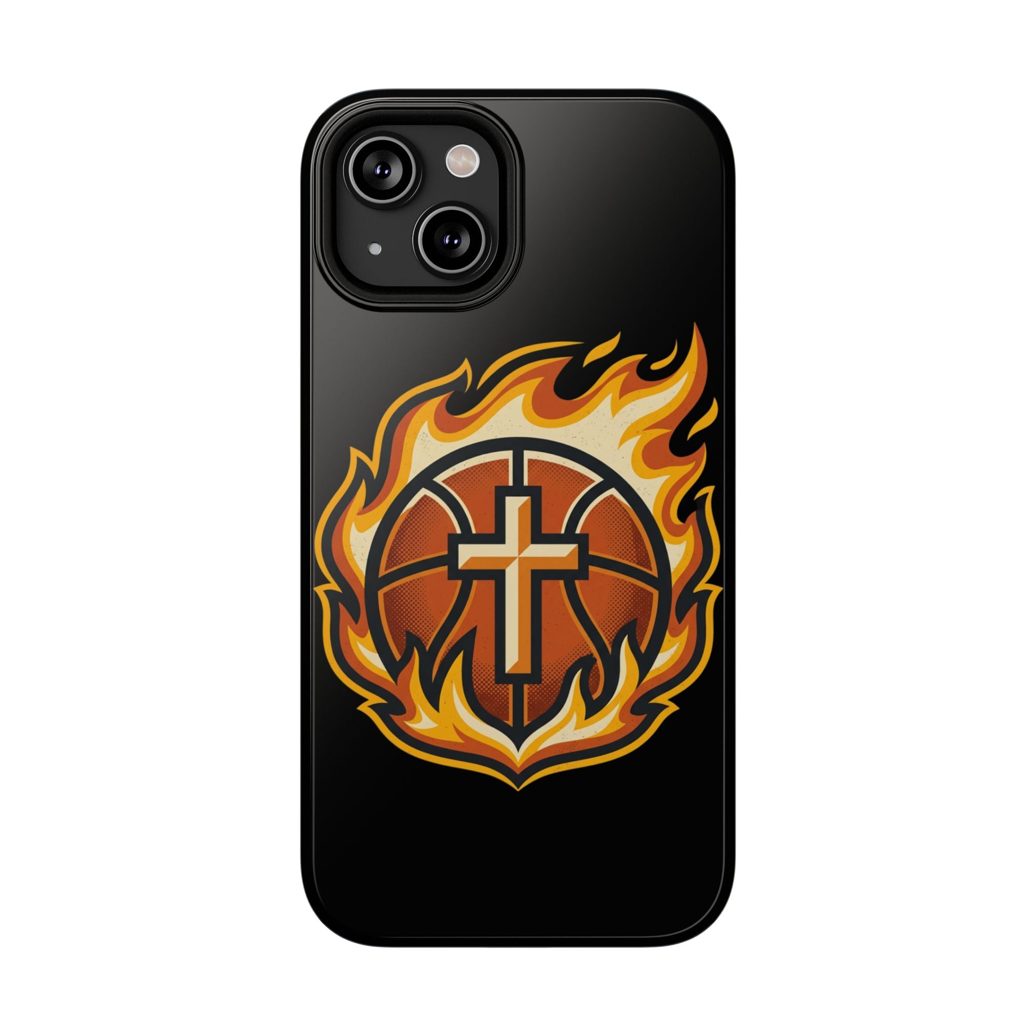 Basketball with cross and fire Impact-Resistant Cases