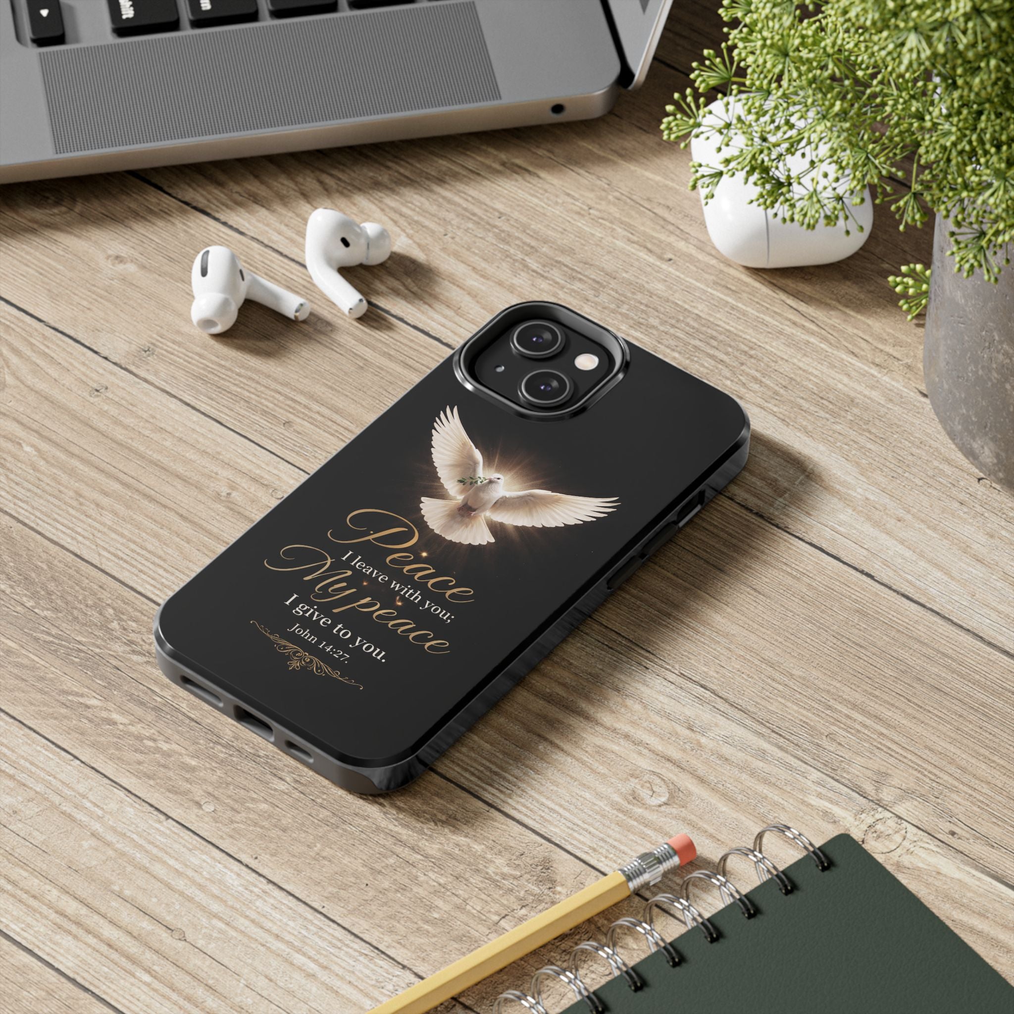 Dove with John 14:27 Tough Phone Cases