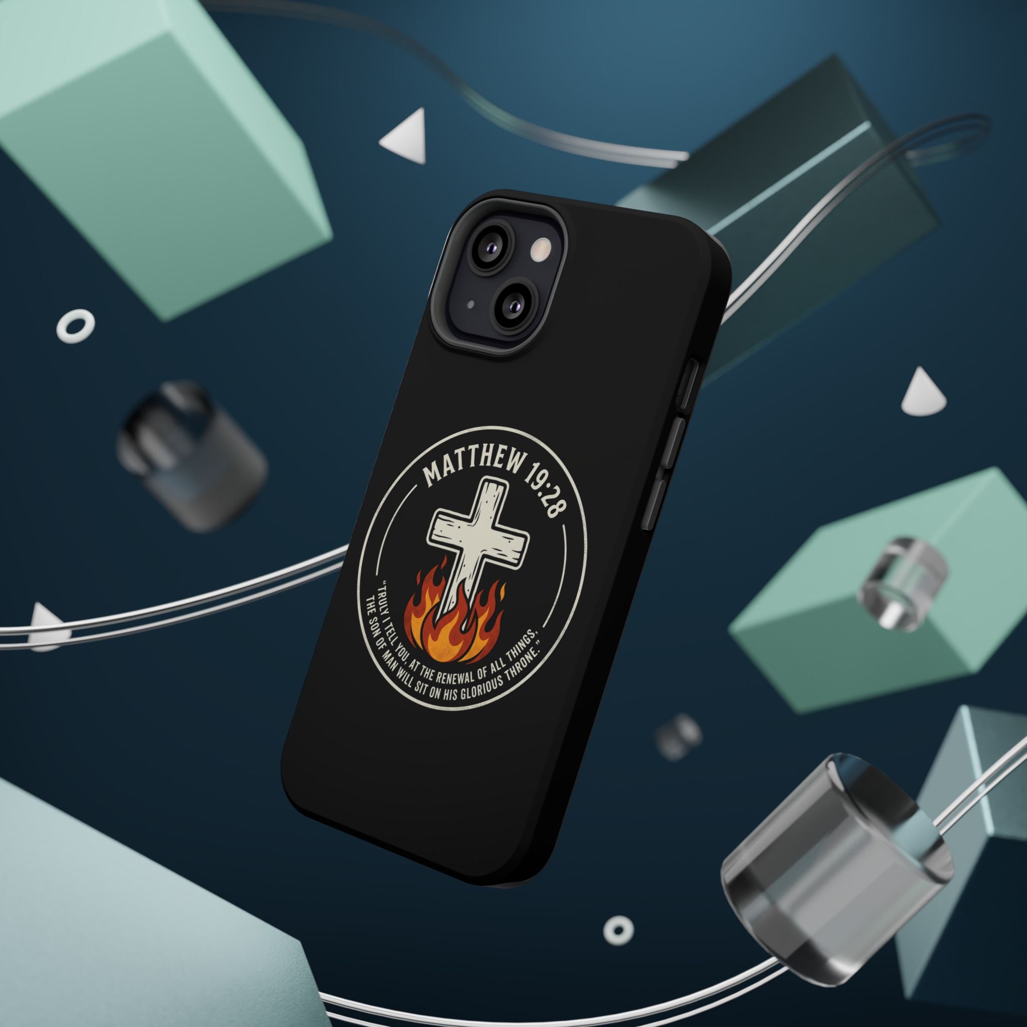 Matthew 19:28 with Cross Magnetic Impact-Resistant Cases