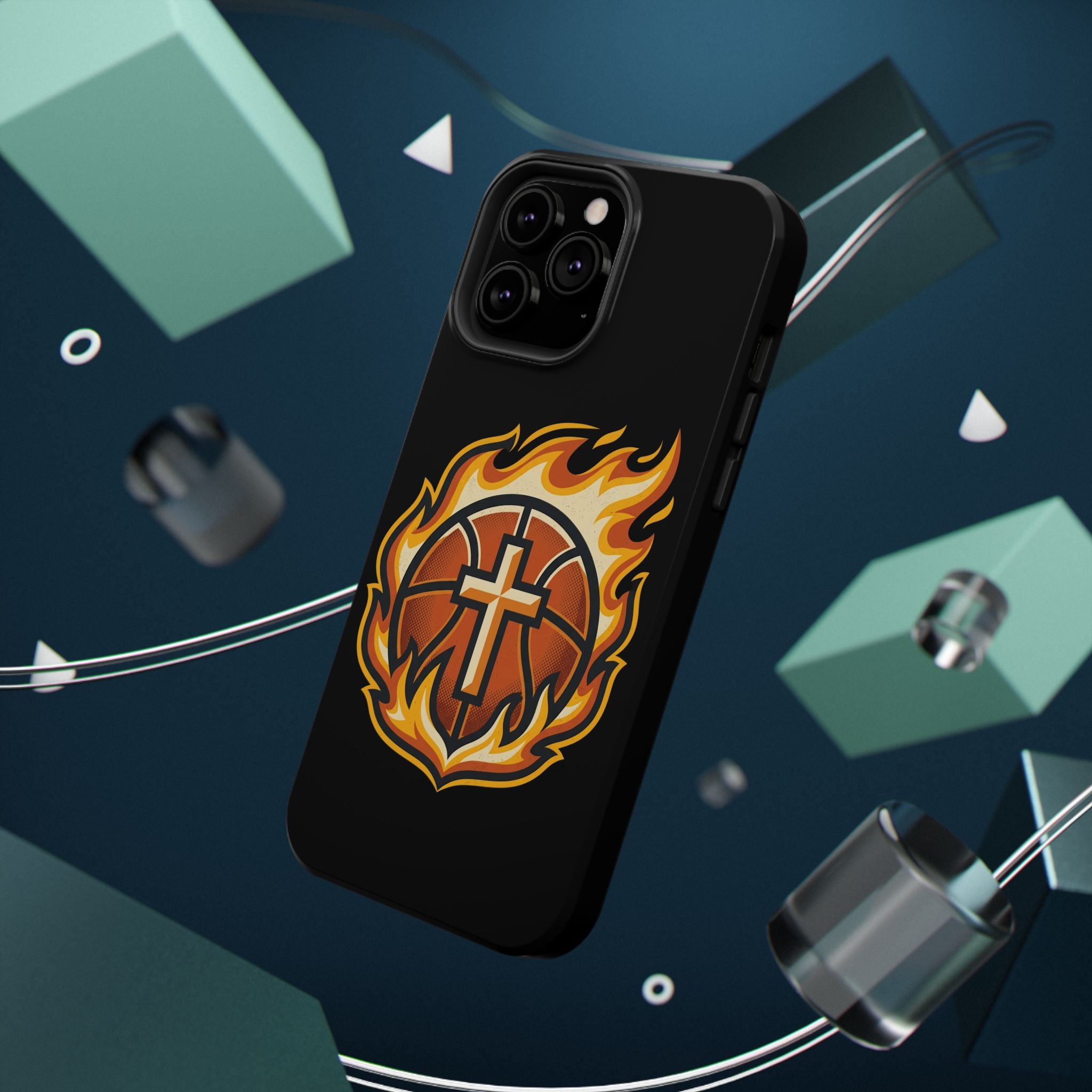 Basketball with cross and fire Impact-Resistant Cases