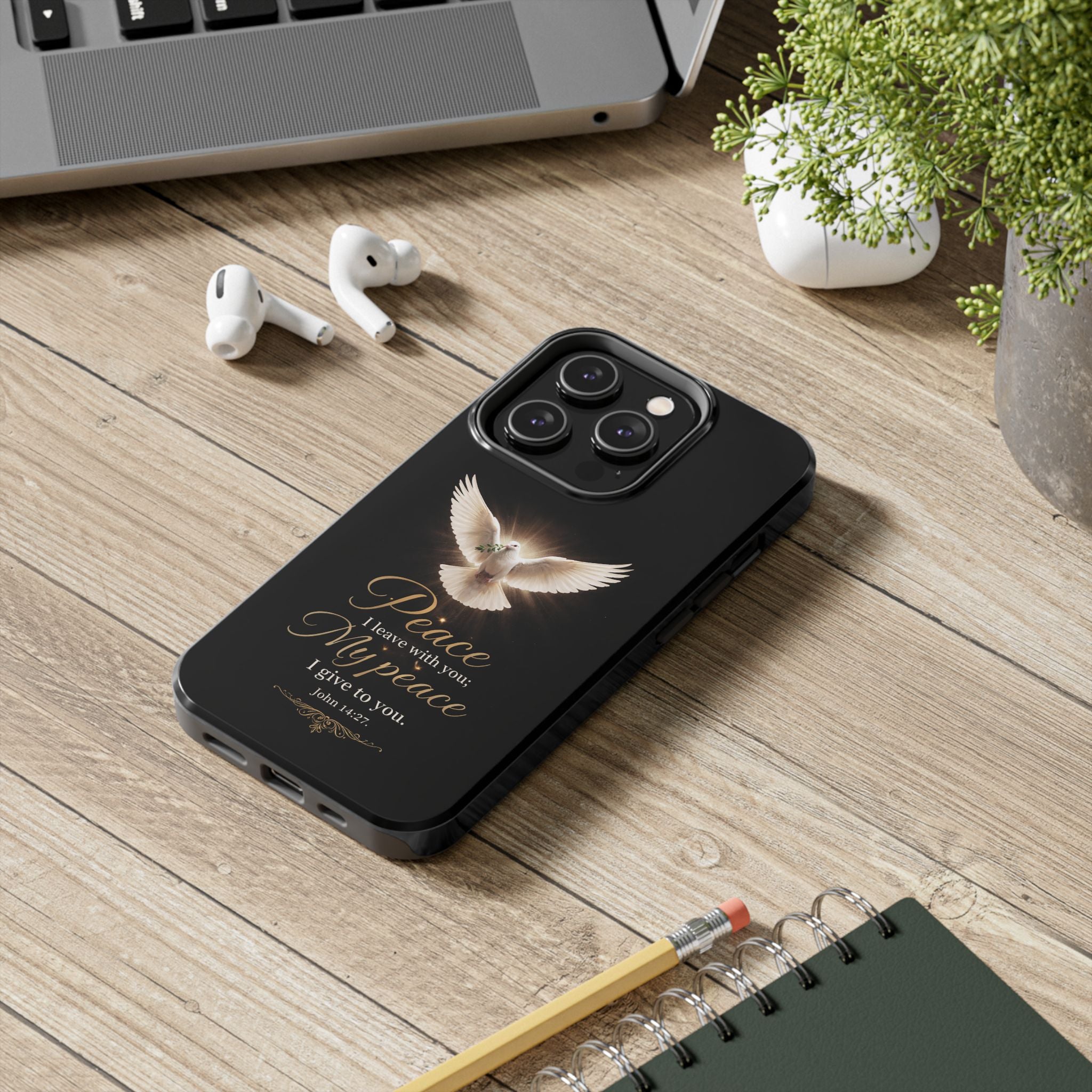 Dove with John 14:27 Tough Phone Cases