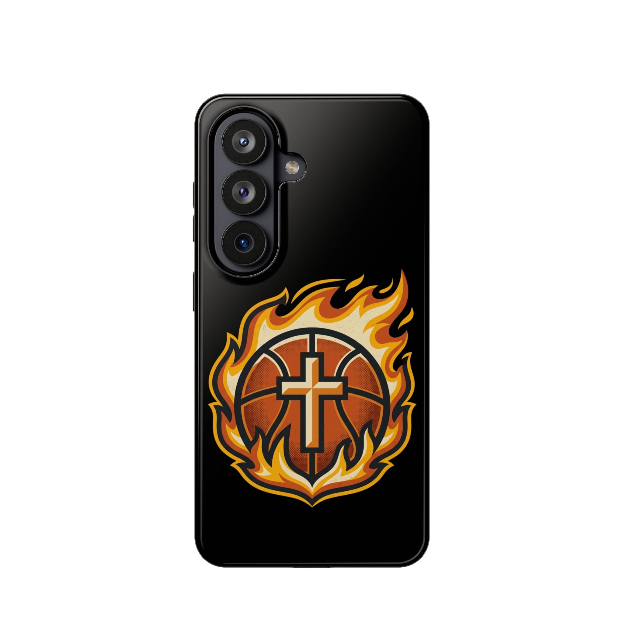 Basketball with cross and fire Impact-Resistant Cases