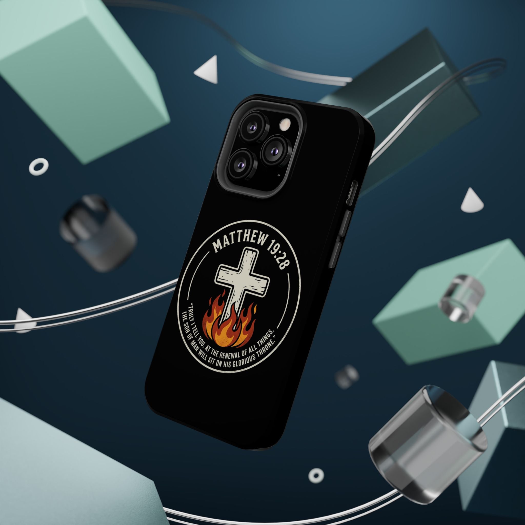 Matthew 19:28 with Cross Magnetic Impact-Resistant Cases