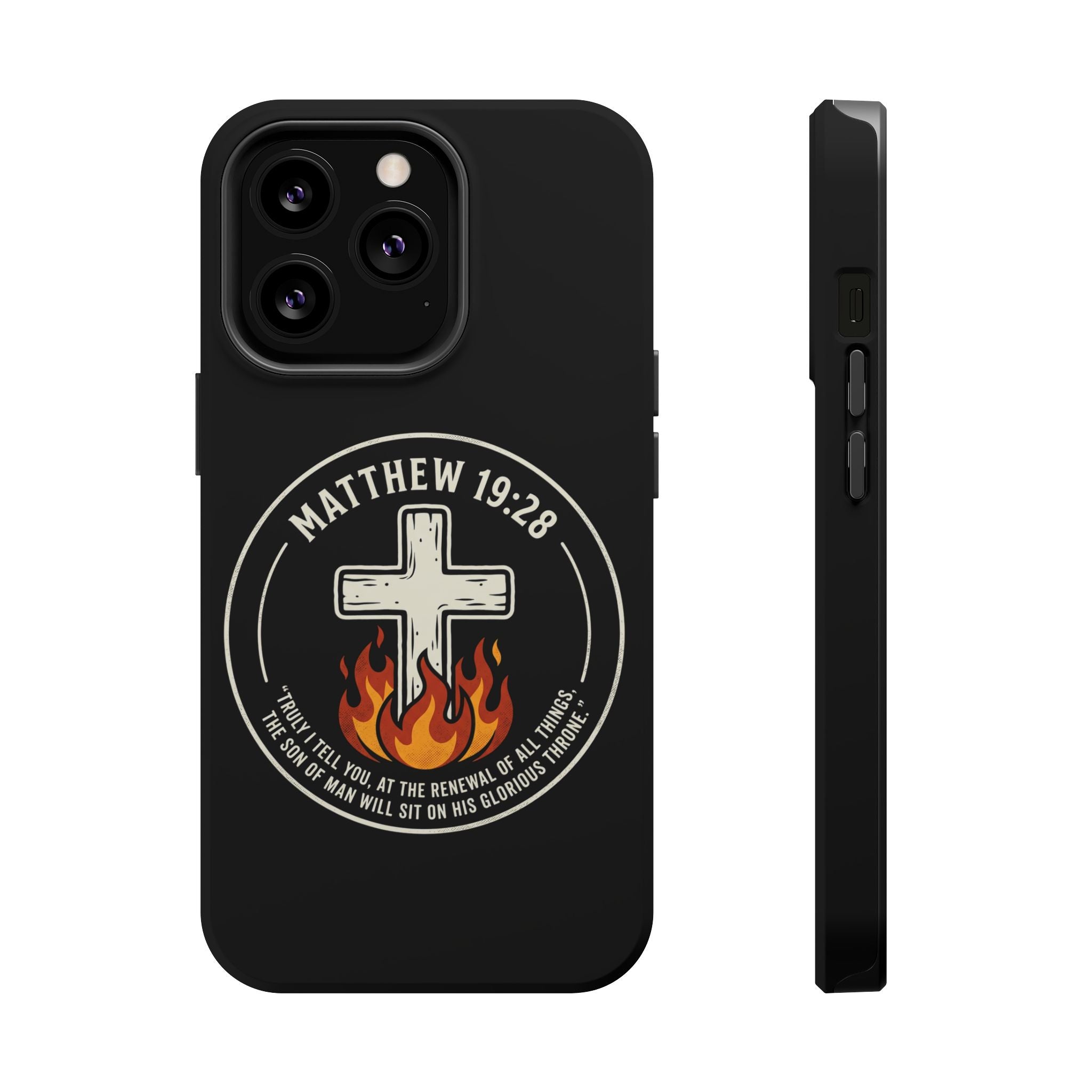 Matthew 19:28 with Cross Magnetic Impact-Resistant Cases