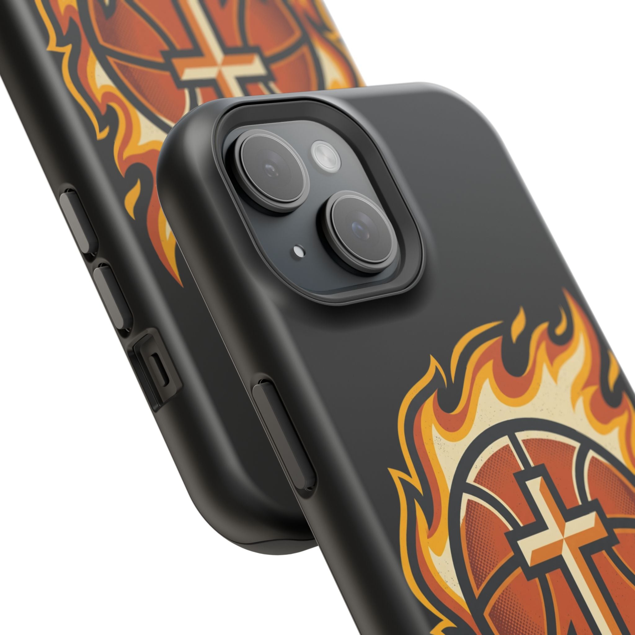 Basketball with cross and fire Impact-Resistant Cases
