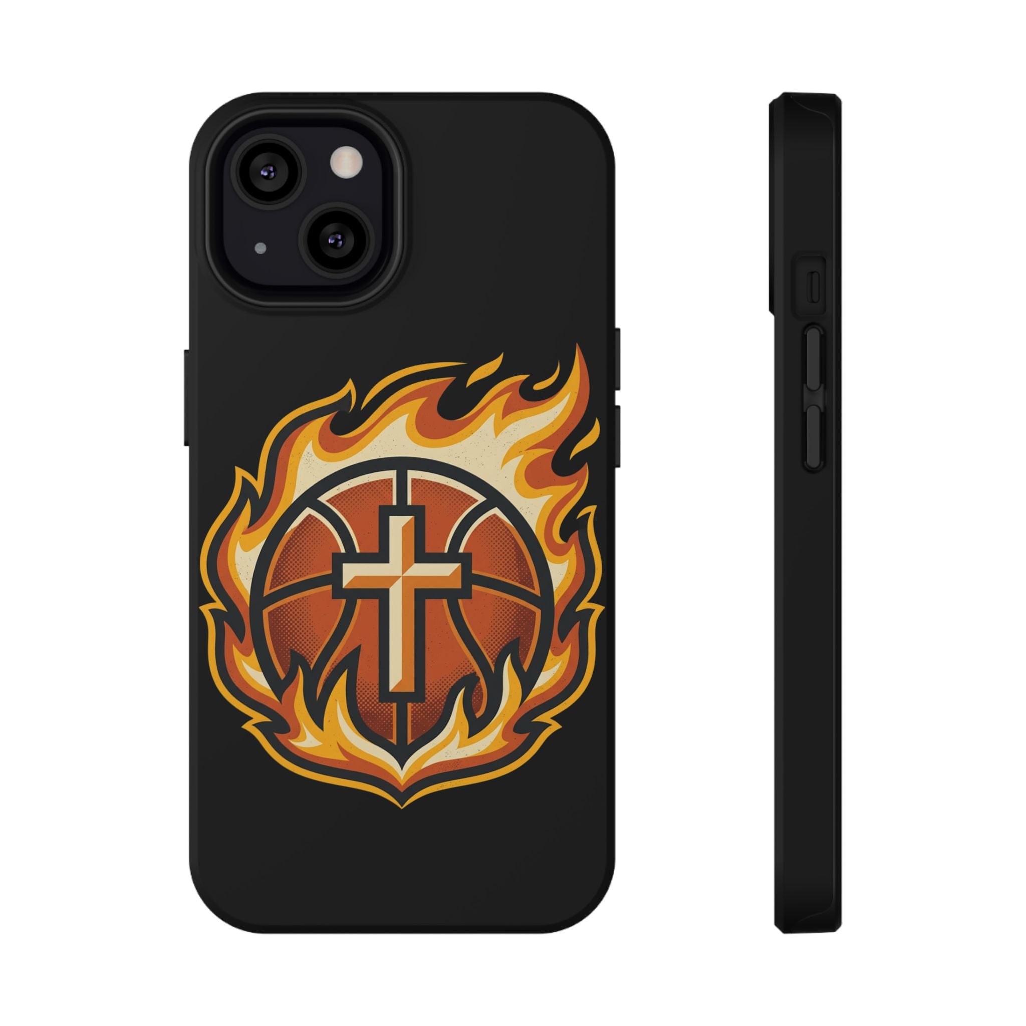 Basketball with cross and fire Impact-Resistant Cases