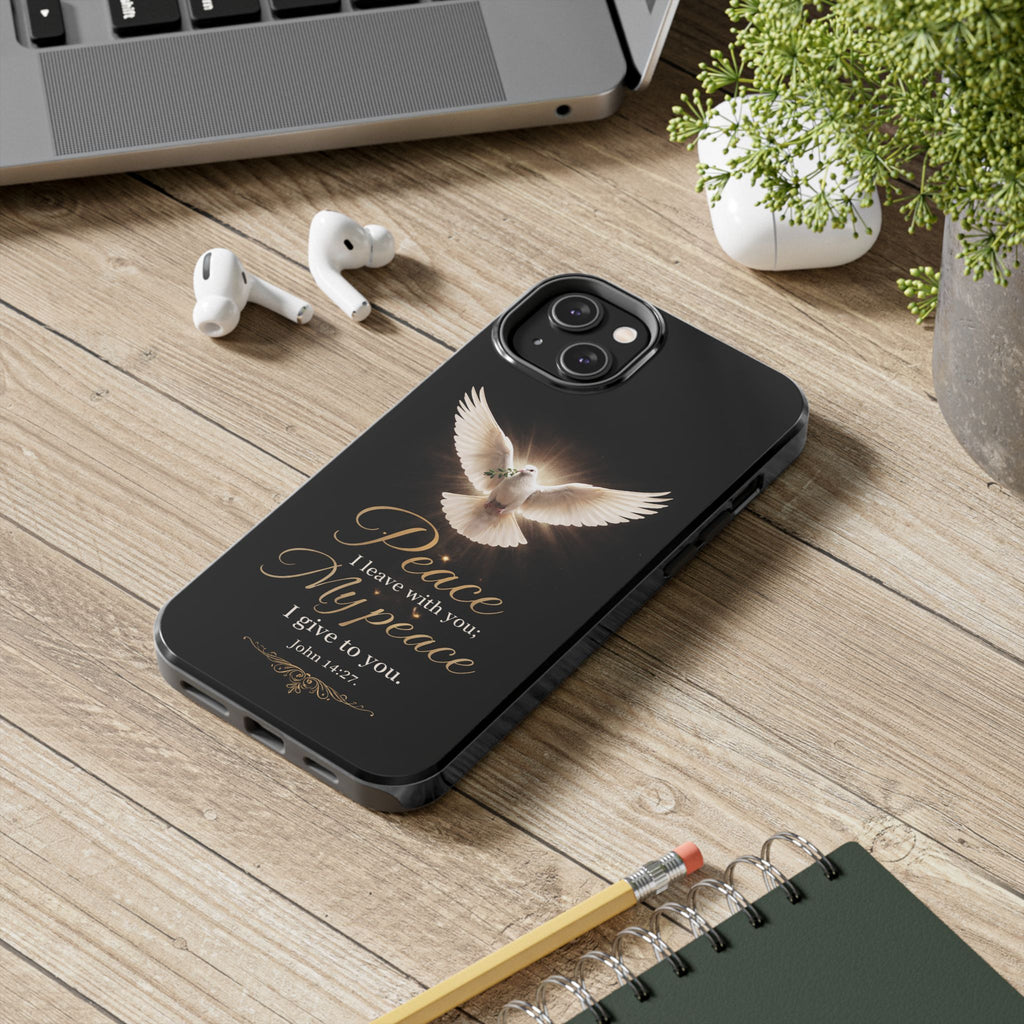 Dove with John 14:27 Tough Phone Cases