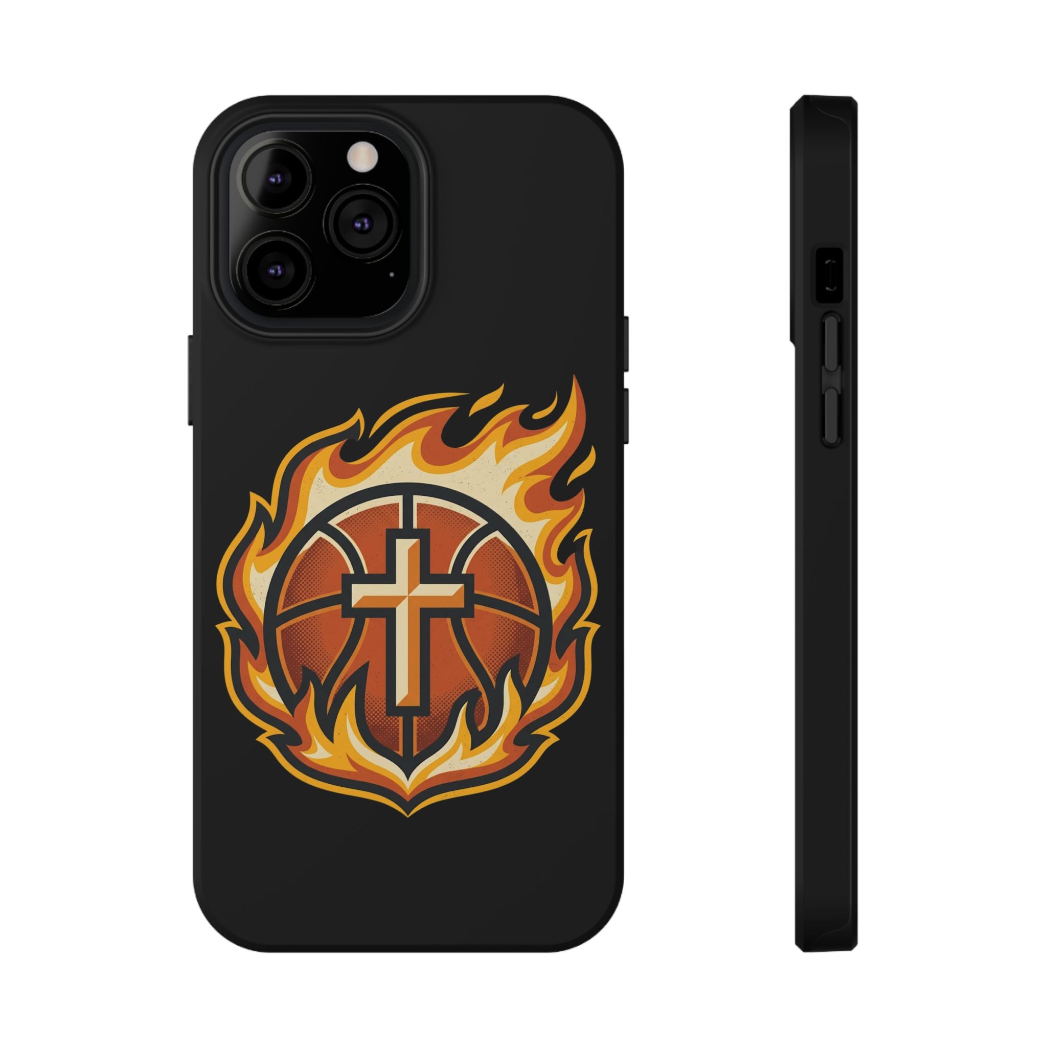 Basketball with cross and fire Impact-Resistant Cases
