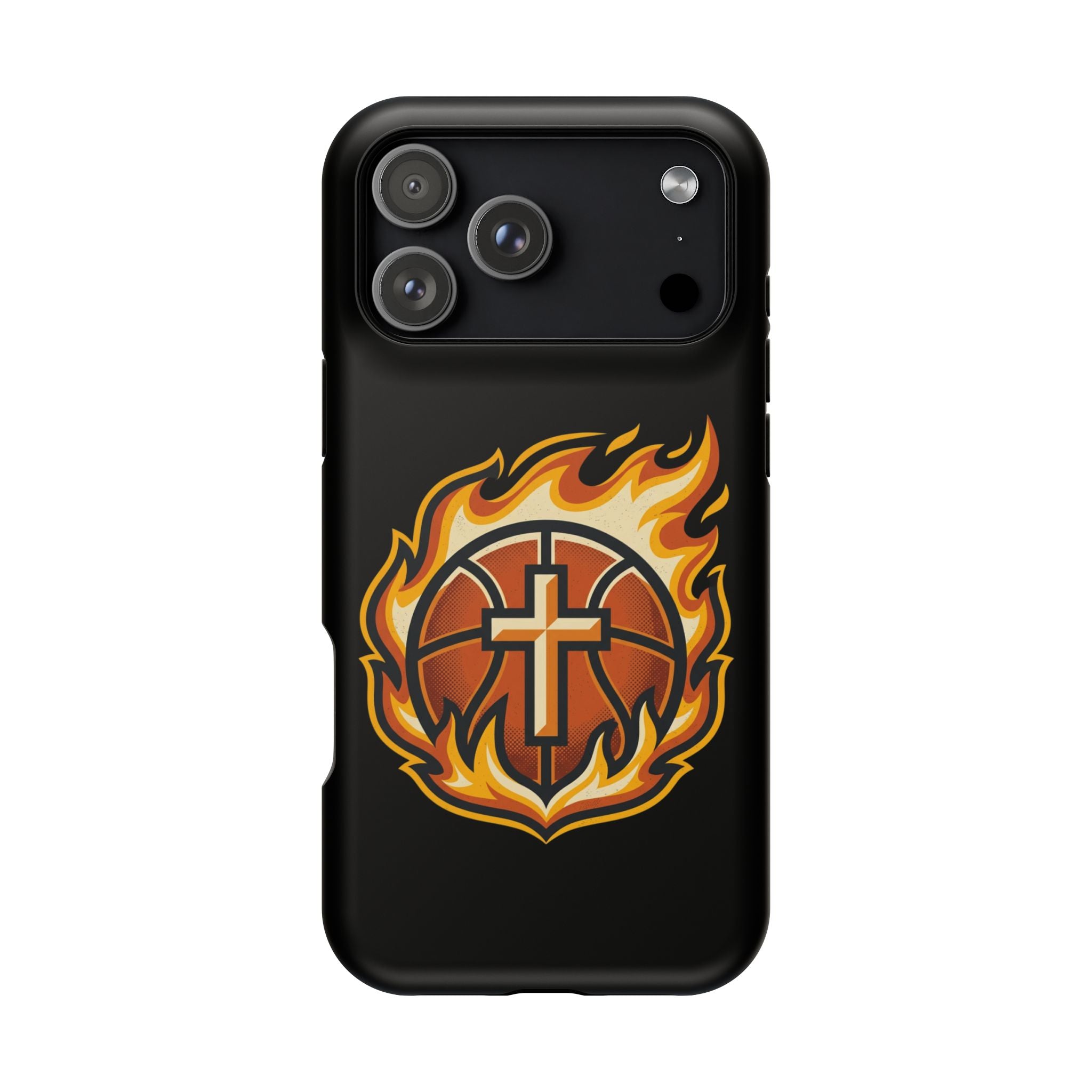 Basketball with cross and fire Impact-Resistant Cases