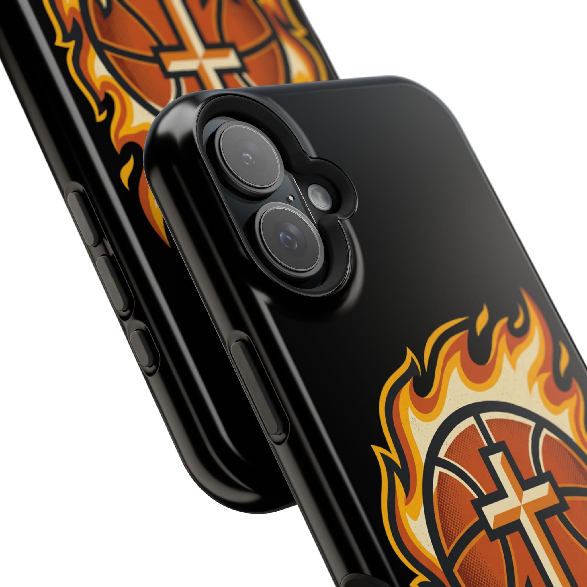 Basketball with cross and fire Impact-Resistant Cases