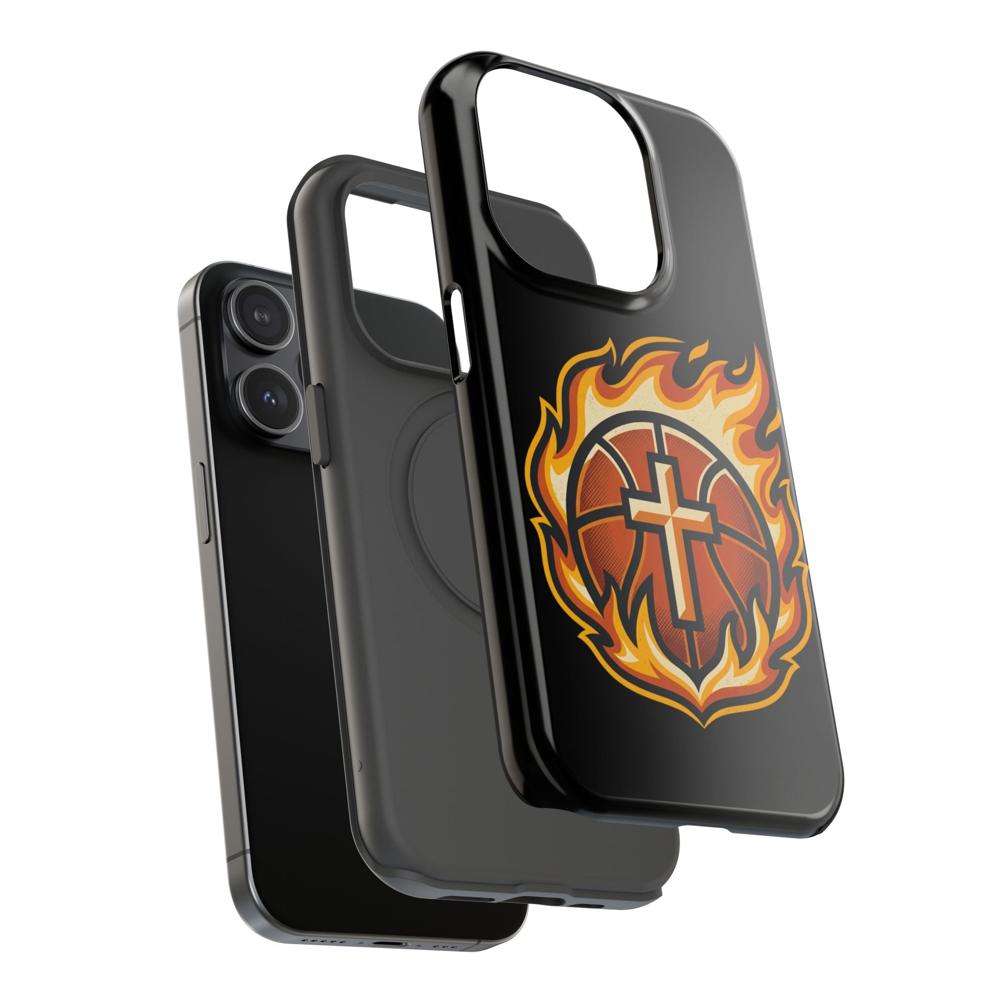 Basketball with cross and fire Impact-Resistant Cases