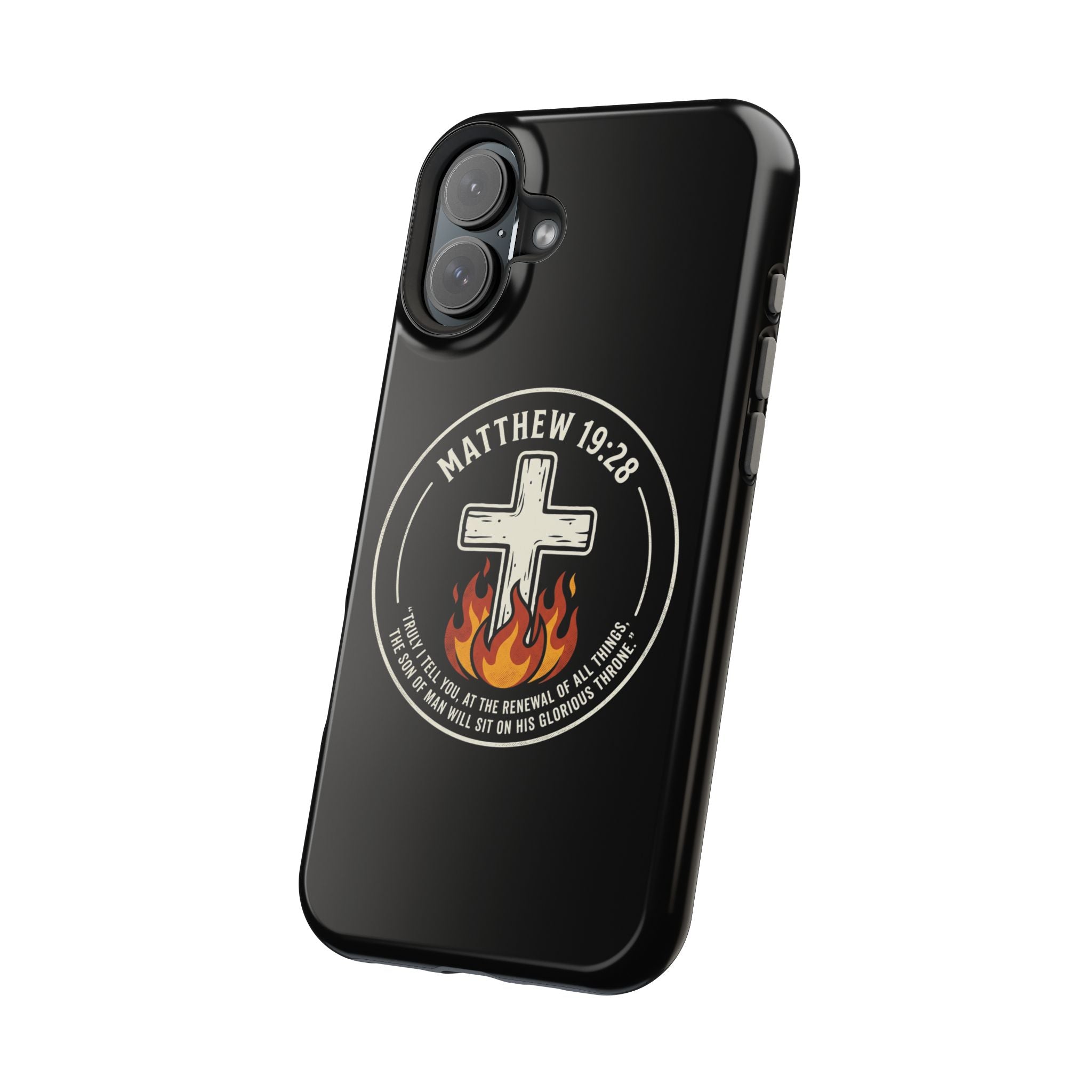 Matthew 19:28 with Cross Magnetic Impact-Resistant Cases