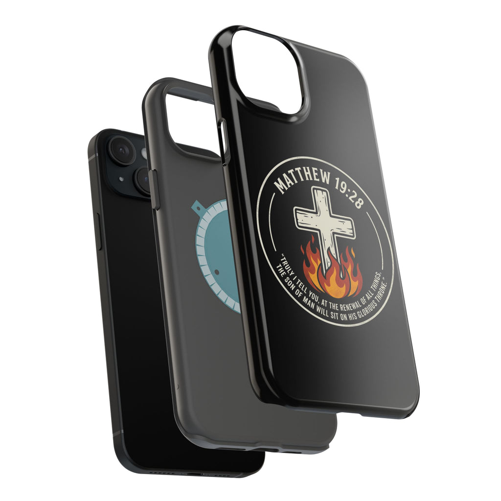 Matthew 19:28 with Cross Magnetic Impact-Resistant Cases