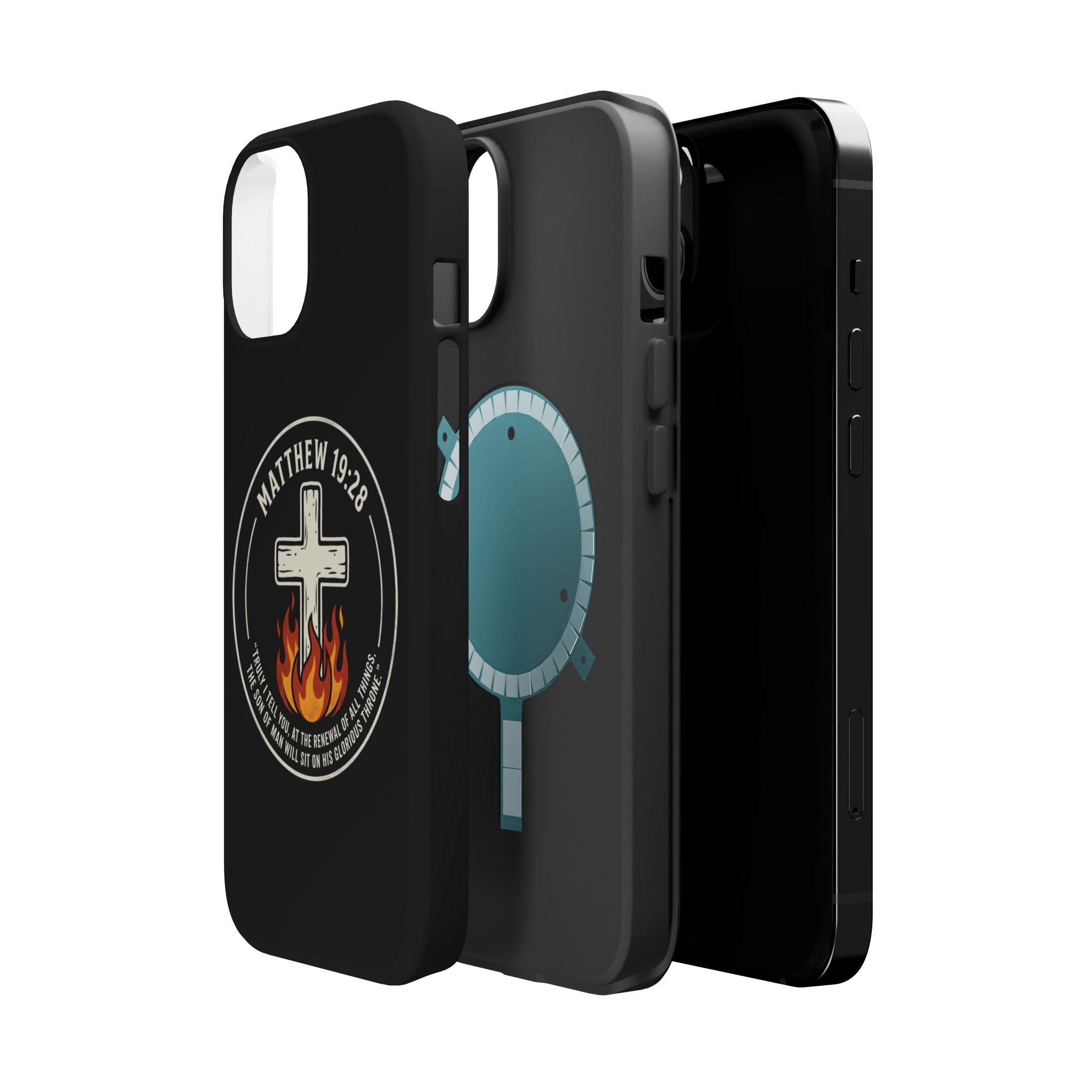 Matthew 19:28 with Cross Magnetic Impact-Resistant Cases